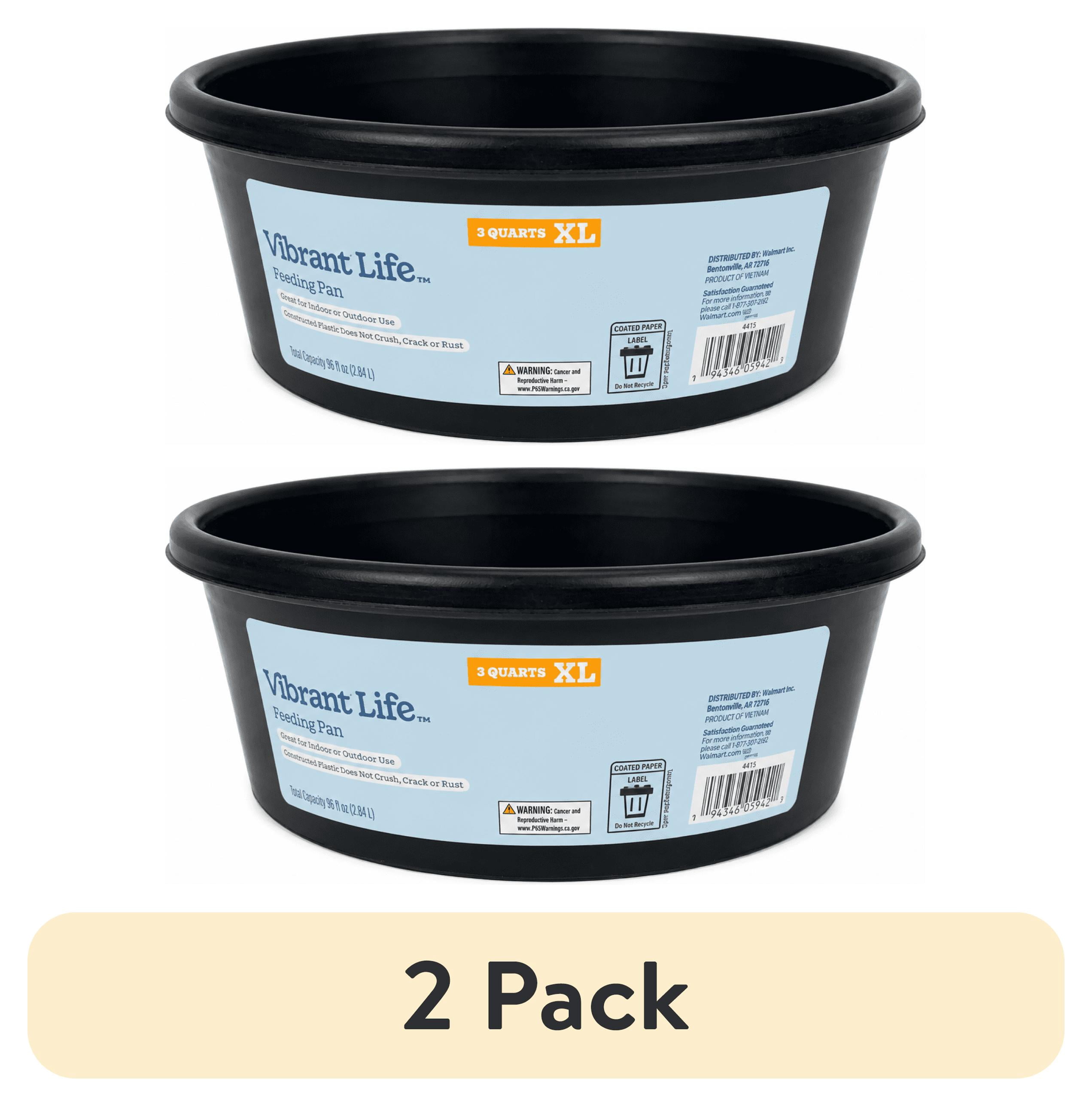 (2 pack) Vibrant Life Extra Large 3-Quart Rubber Feeding Pan, Black