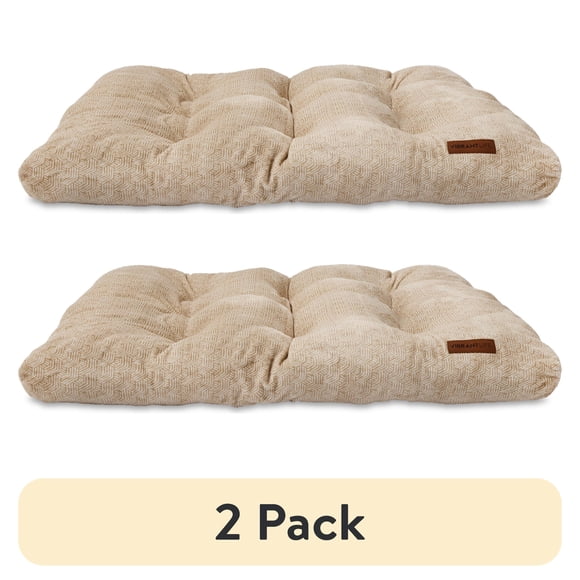 (2 pack) Vibrant Life Extra Large Dog Bed, Plush Pillow Bed For Large Breeds, Extra Large, 38" x 48", Tan