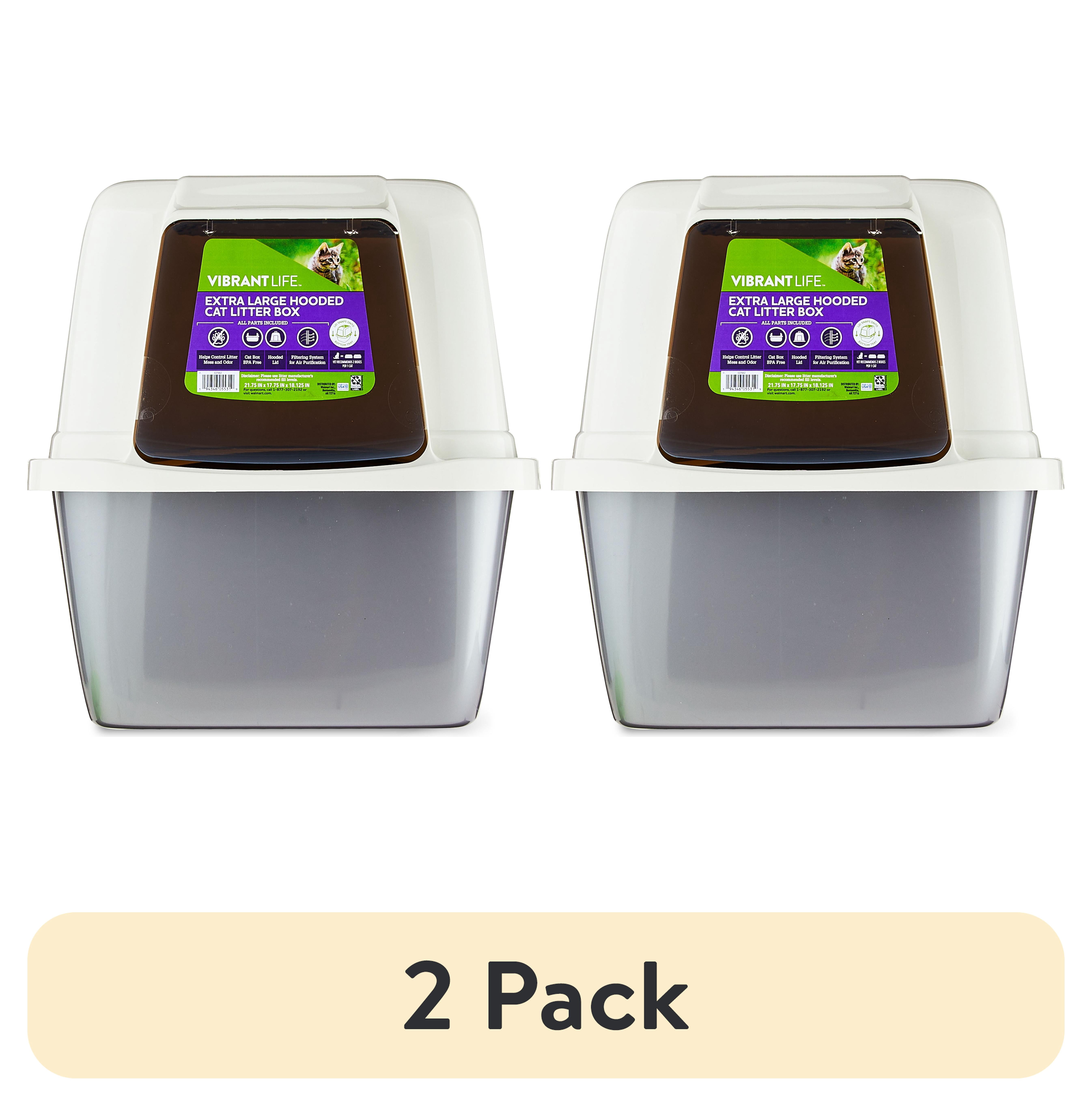 (2 pack) Vibrant Life Extra-Large Hooded Enclosed Cat Litter Box, White