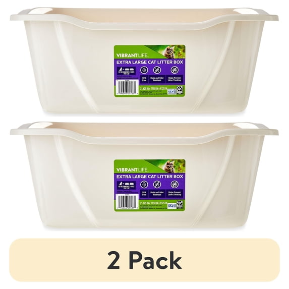 (2 pack) Vibrant Life Extra Large Open Top Cat Litter Box