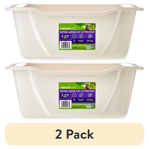 (2 pack) Vibrant Life Extra Large Open Top Cat Litter Box