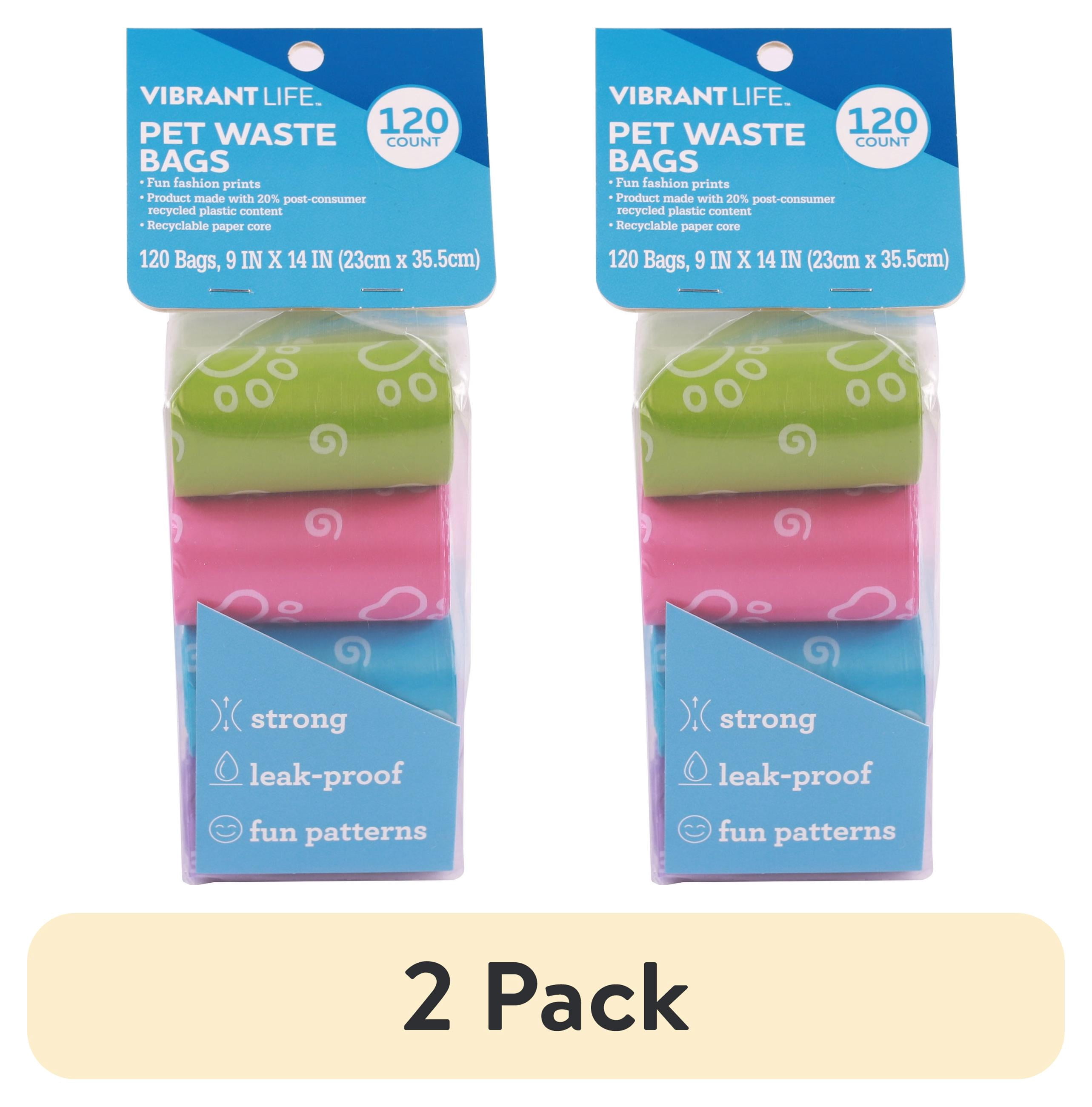 (2 pack) Vibrant Life Fashion Waste Pick up Bags for Dogs, Multicolor, Unscented, 120 Count