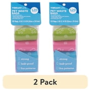 (2 pack) Vibrant Life Fashion Waste Pick up Bags for Dogs, Multicolor, Unscented, 120 Count