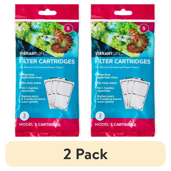 (2 pack) Vibrant Life Filter Cartridges, for 1-3 Gallon Aquariums, 3 Count