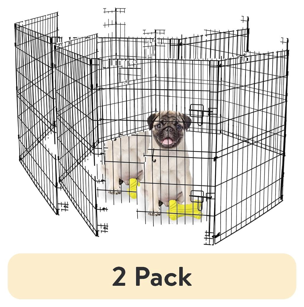 (2 pack) Vibrant Life Foldable 8-Panel Steel Wire Playpen for Dogs, Black, 30"