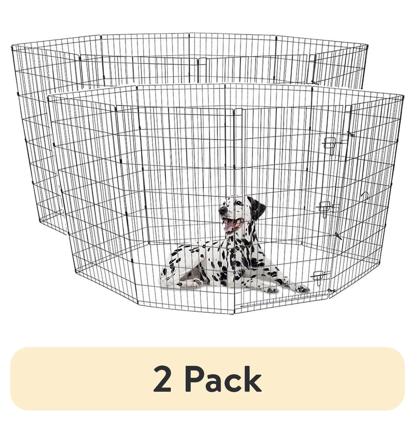 (2 pack) Vibrant Life Foldable 8-Panel Steel Wire Playpen for Dogs, Black, 48"