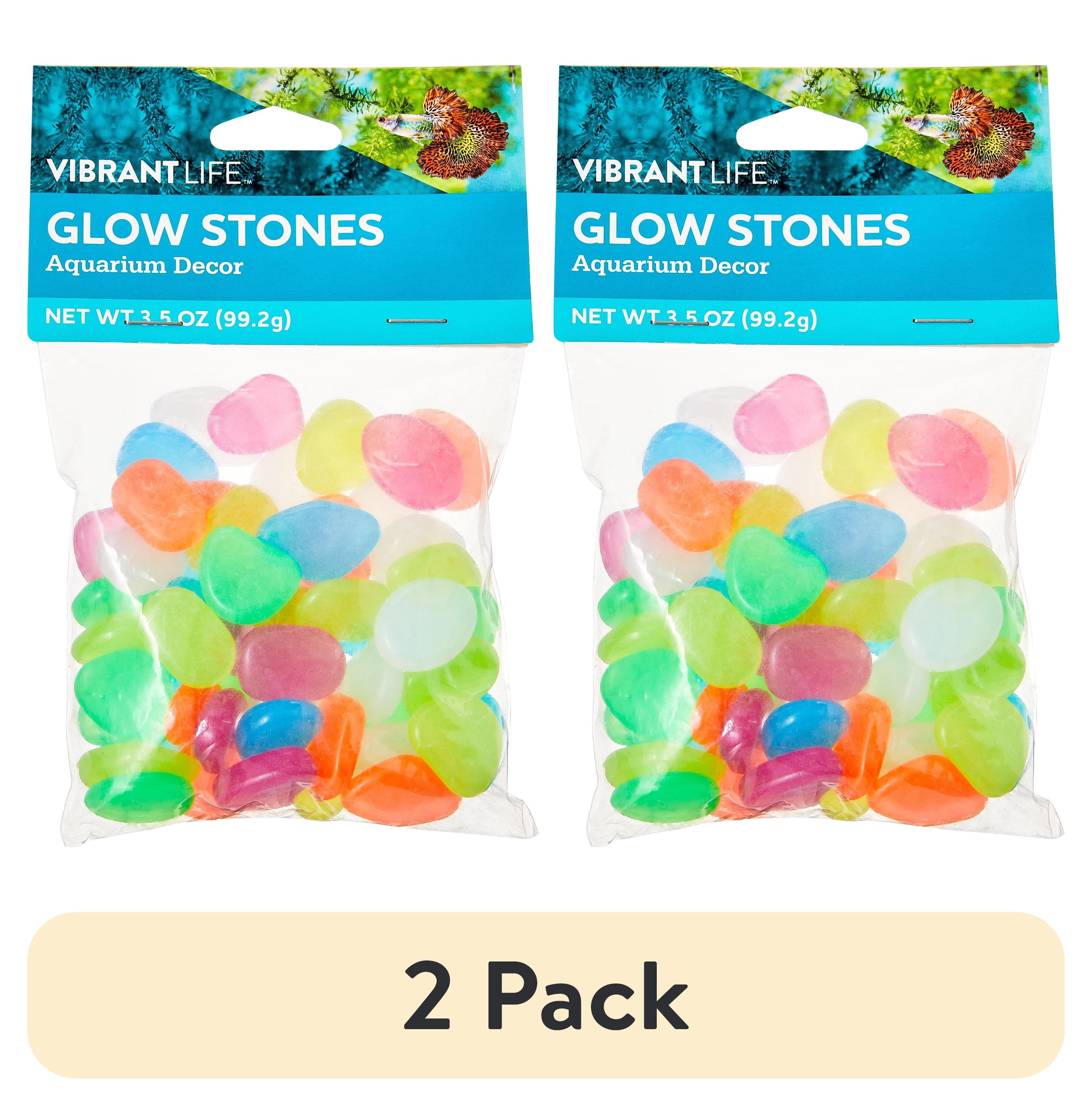 (2 pack) Vibrant Life Glow Stones Aquarium Decor, 3.5 oz