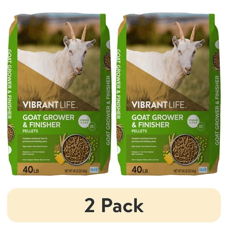 (2 pack) Vibrant Life Goat Grower & Finisher Pellets, 40 lb Bag