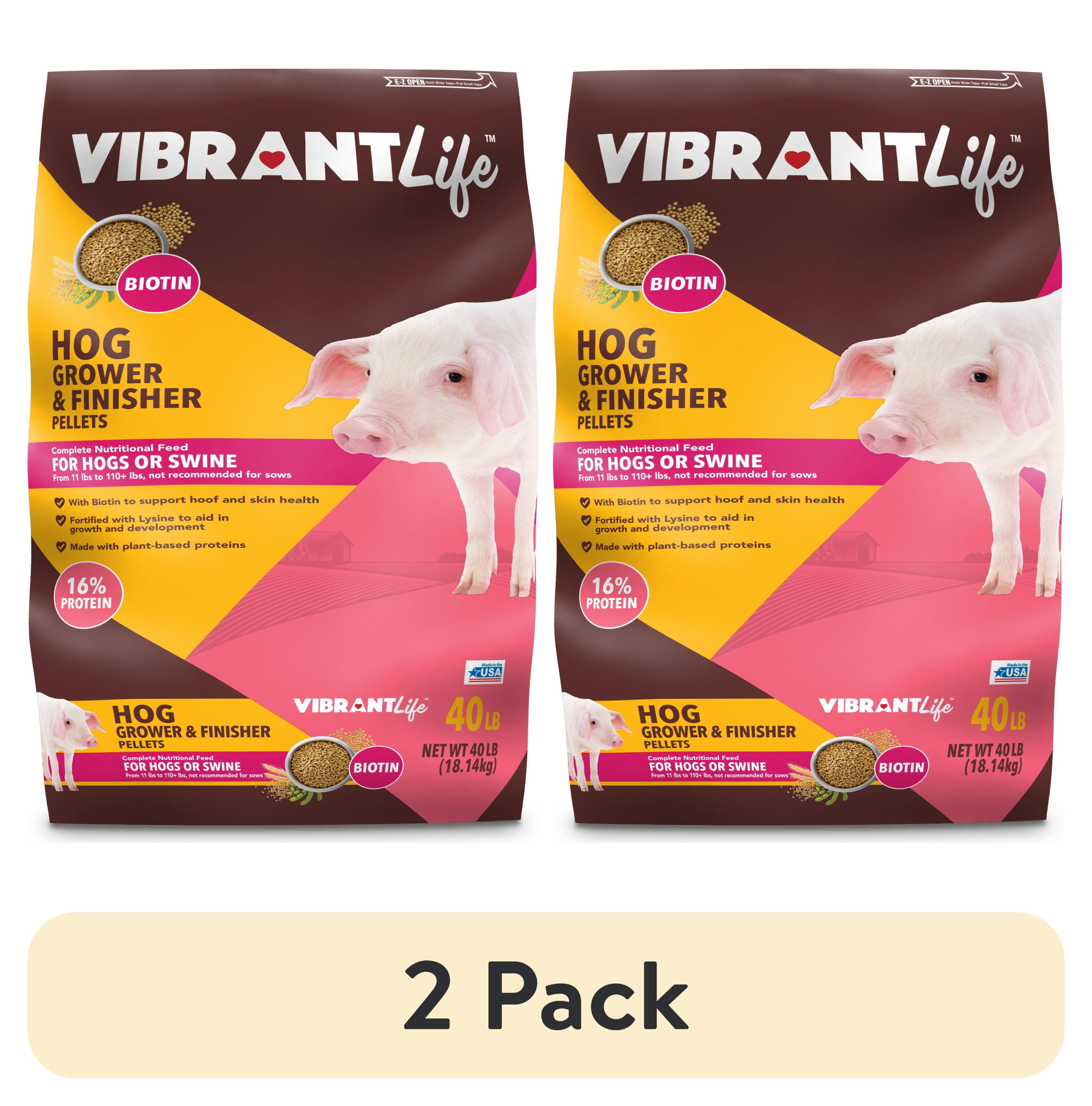 (2 pack) Vibrant Life Hog Grower & Finisher Pellet Feed, 40 lbs
