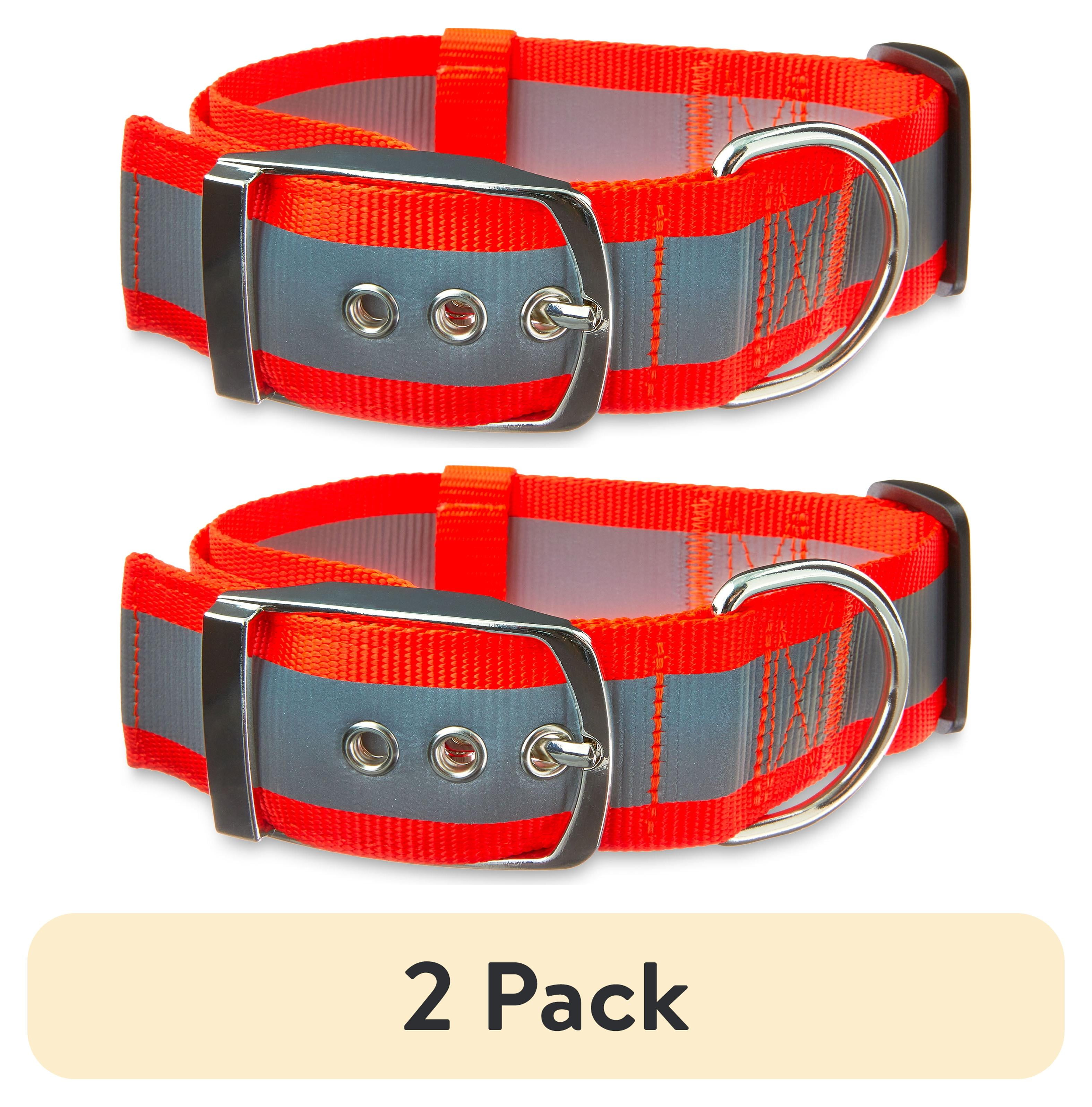 (2 pack) Vibrant Life Hunter Orange Extra Wide Adjustable Reflective Collar for Dogs, Extra Large