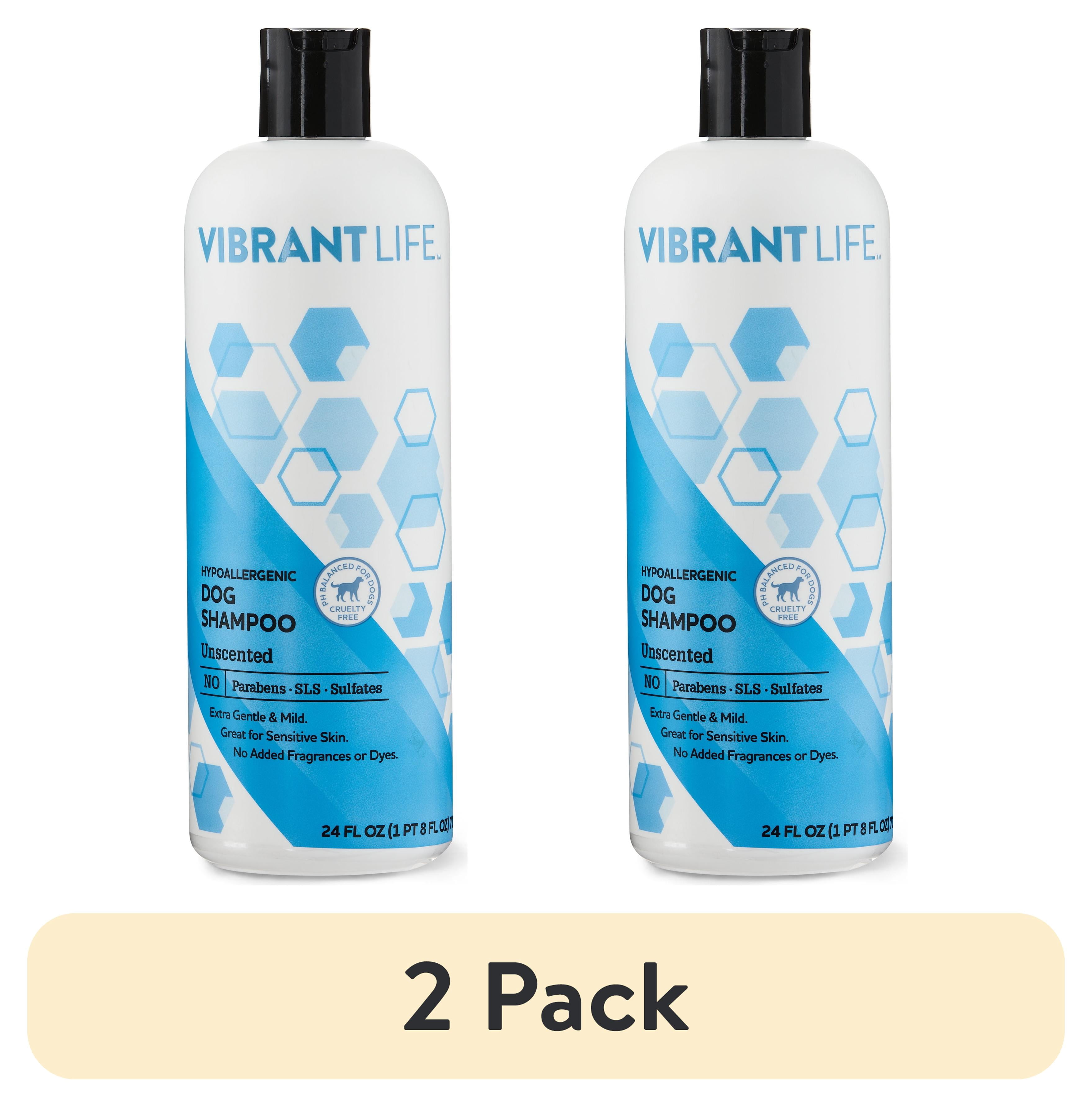 (2 pack) Vibrant Life Hypoallergenic Dog Shampoo, Unscented, 24 fl oz