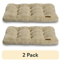 (2 pack) Vibrant Life Large Dog Bed, Plush Pillow Bed For Large Breeds, Large, 42" x 32", Tan