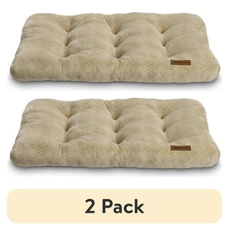 (2 pack) Vibrant Life Large Dog Bed, Plush Pillow Bed For Large Breeds, Large, 42" x 32", Tan