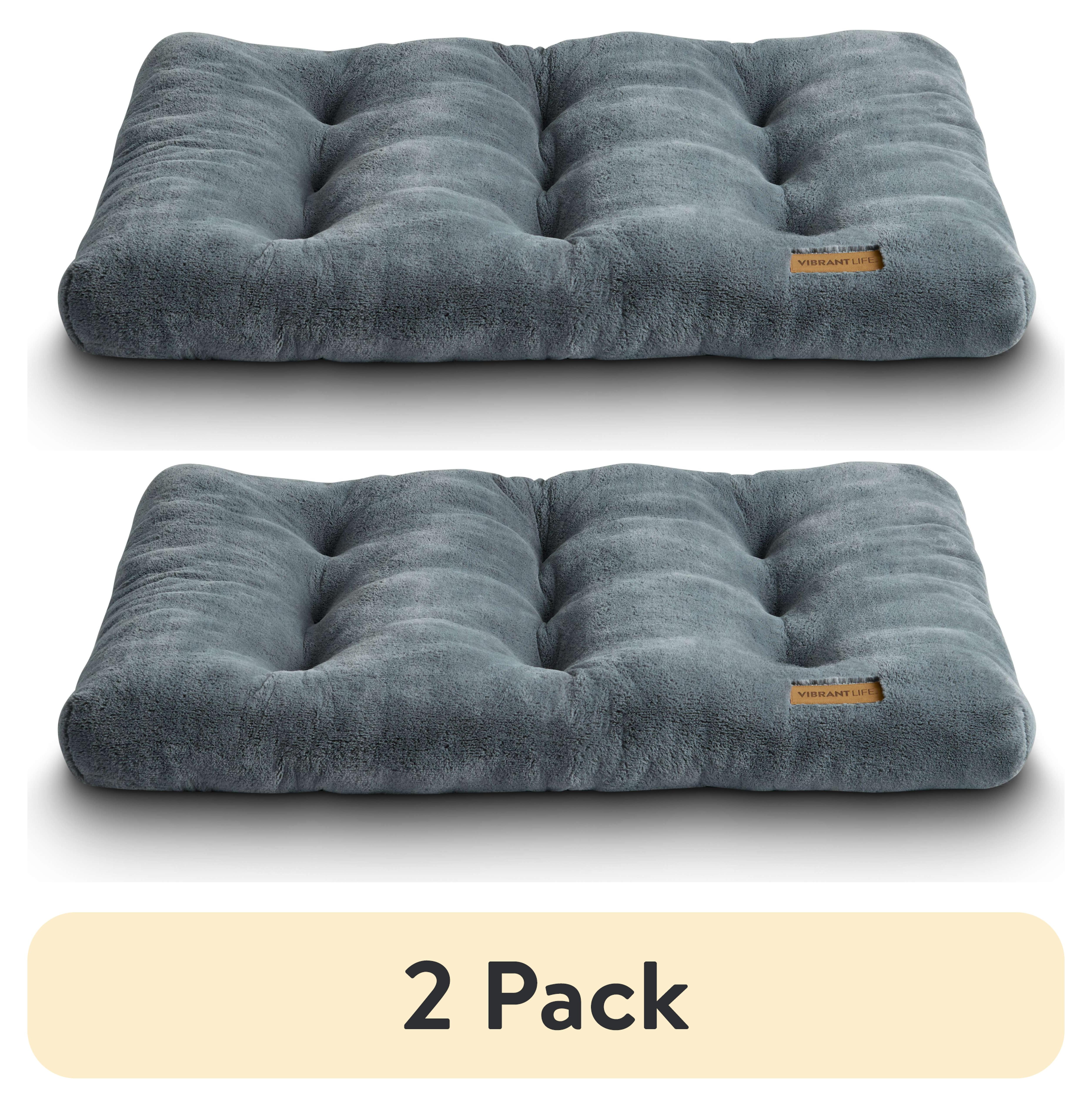 (2 pack) Vibrant Life Large Dog Bed, Plush Pillow Bed For Large Breeds, Large, 42" x 32", Grey