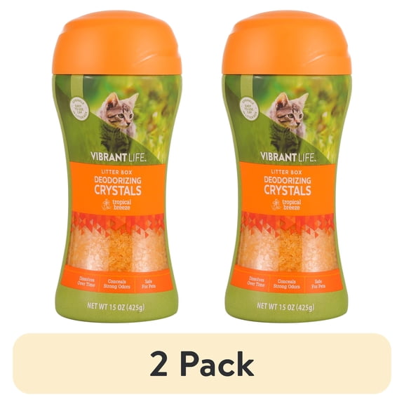 (2 pack) Vibrant Life Litter Box Deodorizing Crystals, Tropical Breeze