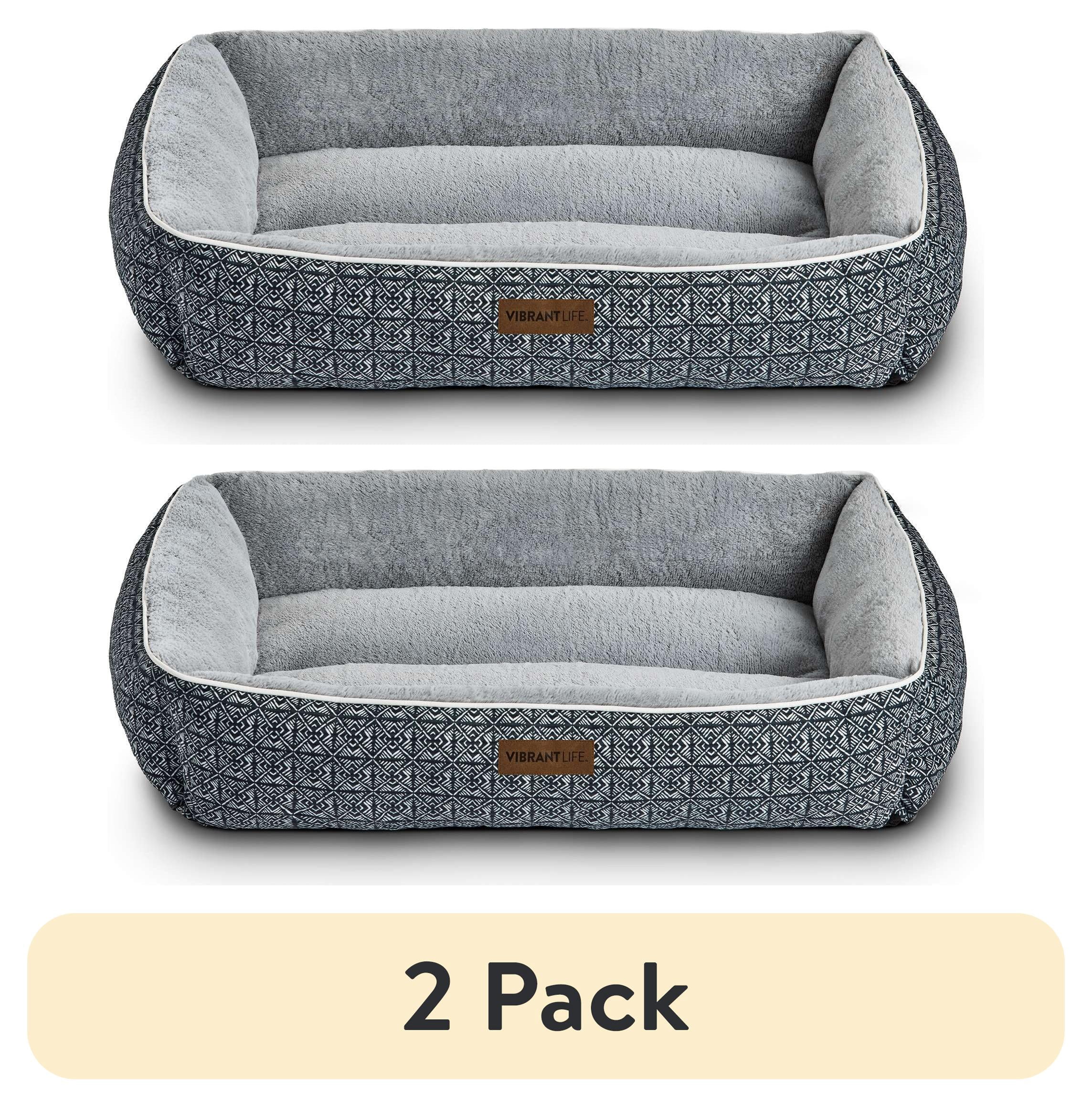(2 pack) Vibrant Life Extra Large Dog Bed, Bolster Bed for Large Dogs, Extra Large, 42" x 32", Black