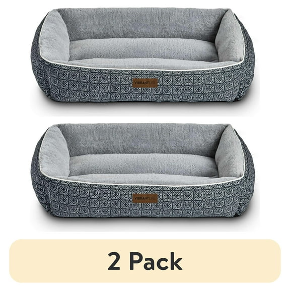 (2 pack) Vibrant Life Extra Large Dog Bed, Bolster Bed for Large Dogs, Extra Large, 42" x 32", Black