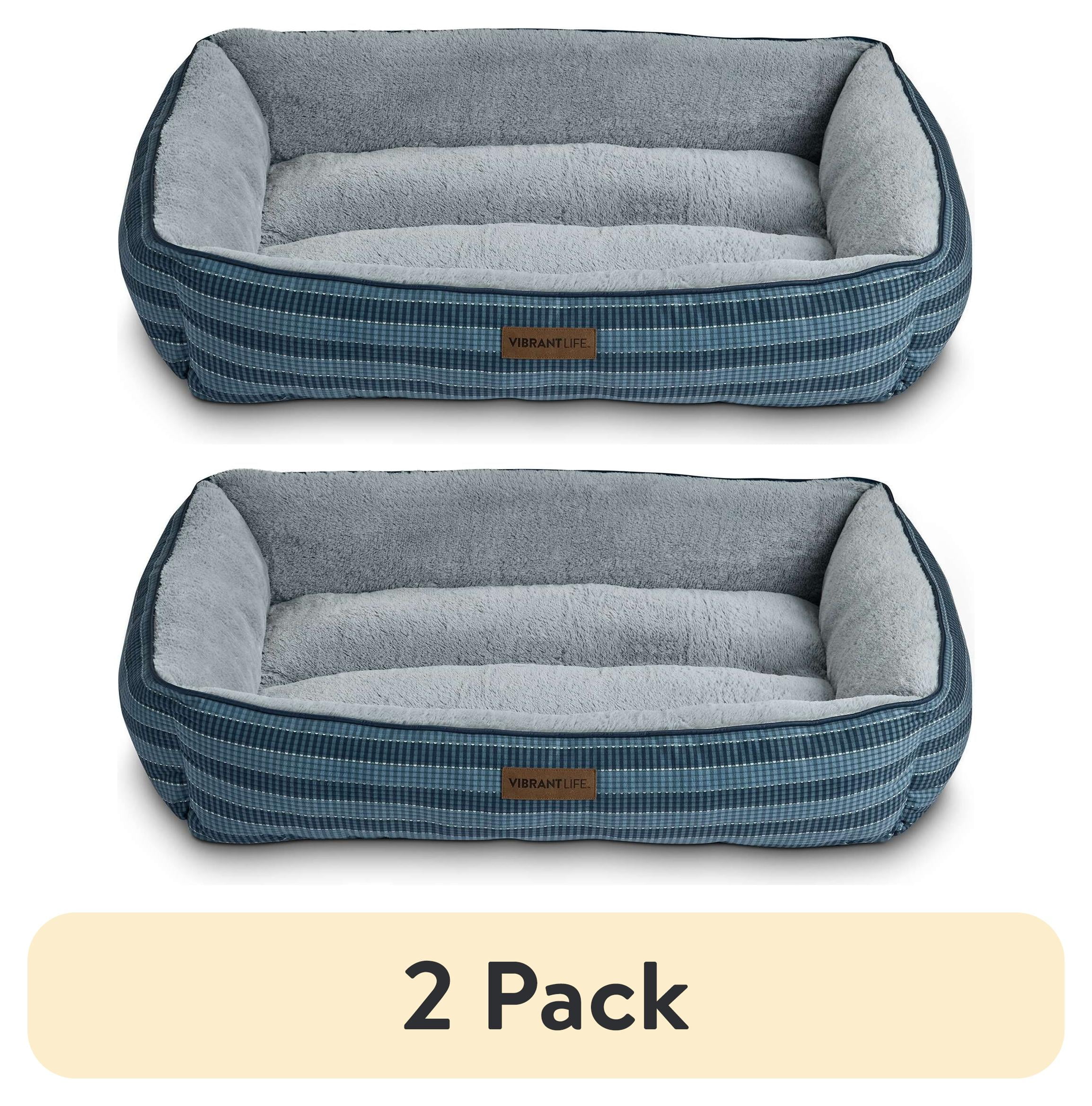 (2 pack) Vibrant Life Extra Large Dog Bed, Bolster Bed for Large Dogs, 42" x 32", Blue