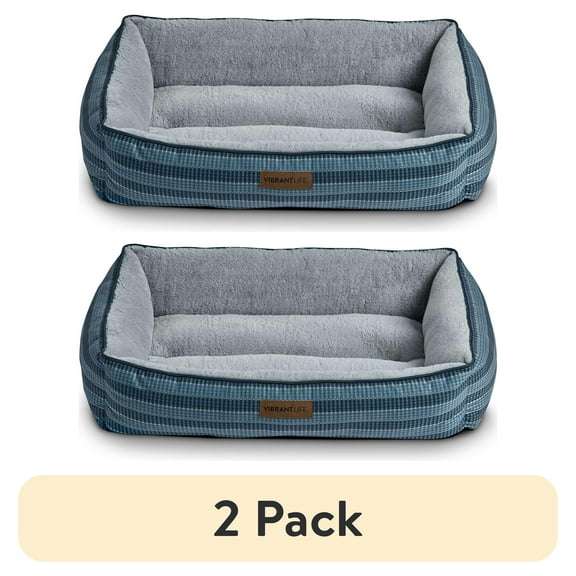 (2 pack) Vibrant Life Large Dog Bed, Bolster Dog Bed for Large Dogs, 36" x 27", Blue
