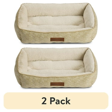 (2 pack) Vibrant Life Lounger Dog Bed, Medium, Tan 27" x 20"