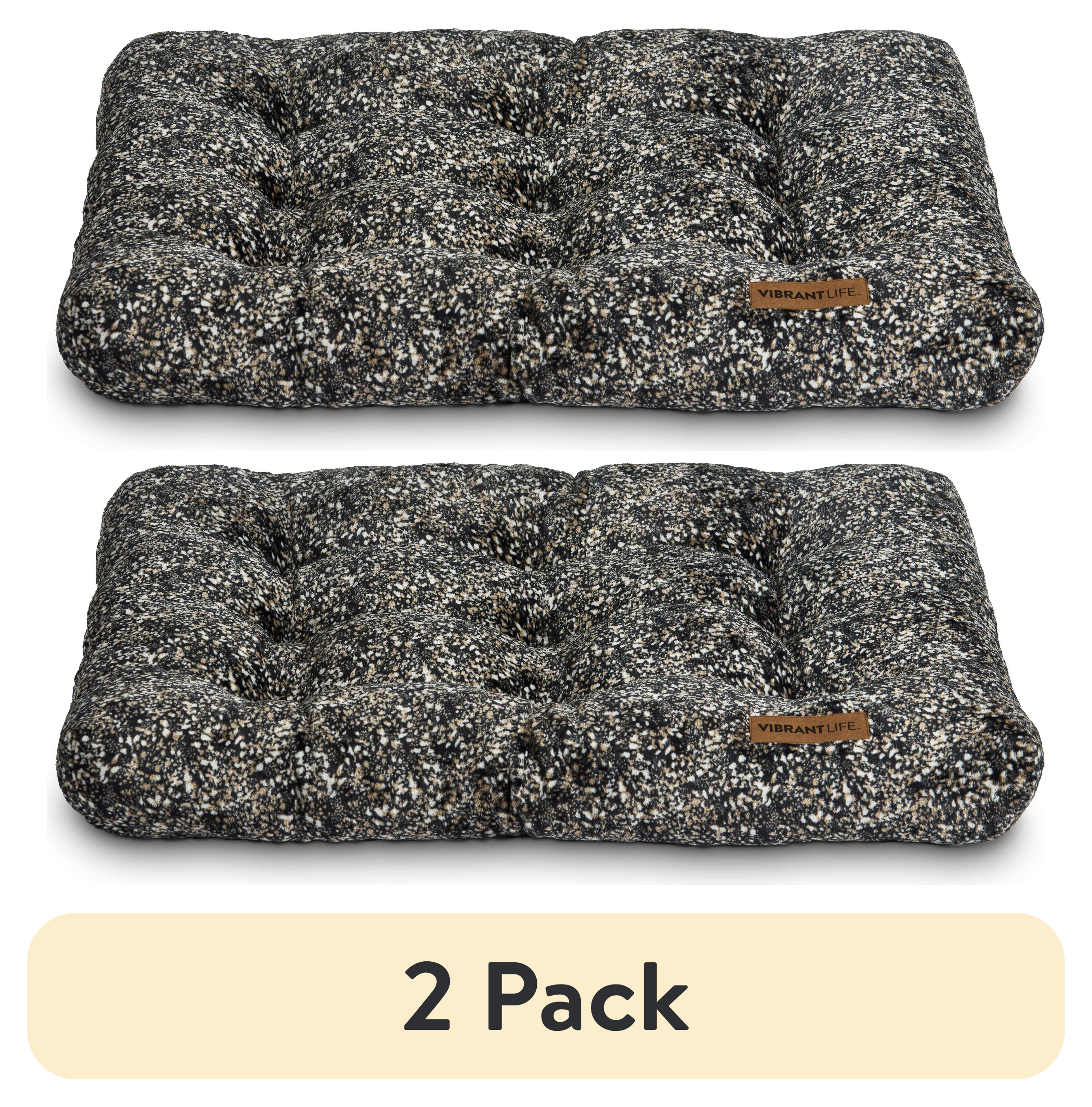 (2 pack) Vibrant Life Medium Dog Bed, Plush Pillow Bed For Medium Breeds, Medium, 36" x 26", Tan and Black