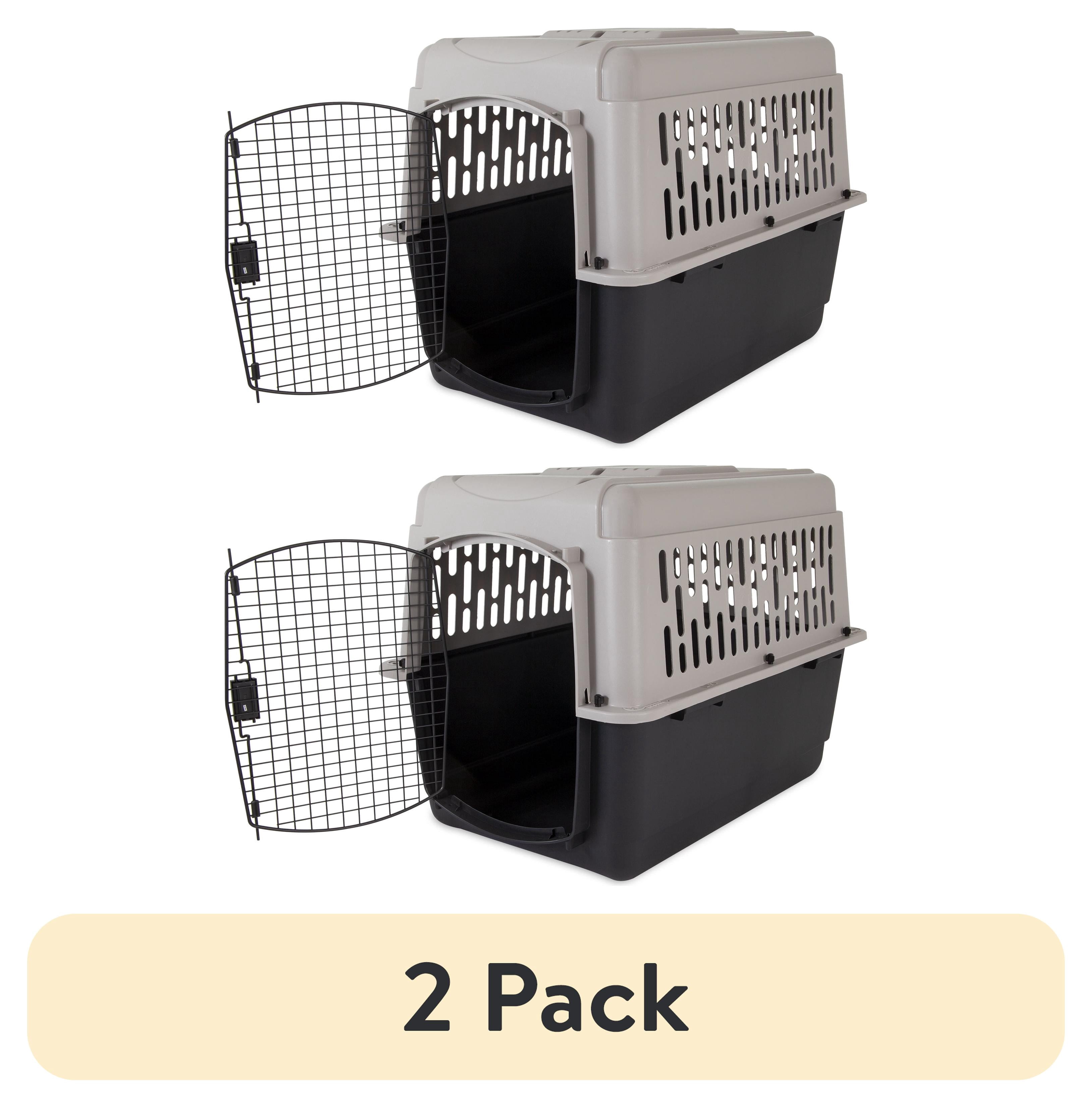 (2 pack) Vibrant Life Medium/Large Plastic Hard-Sided Pet Carrier, Black and Gray, 70 lb Limit