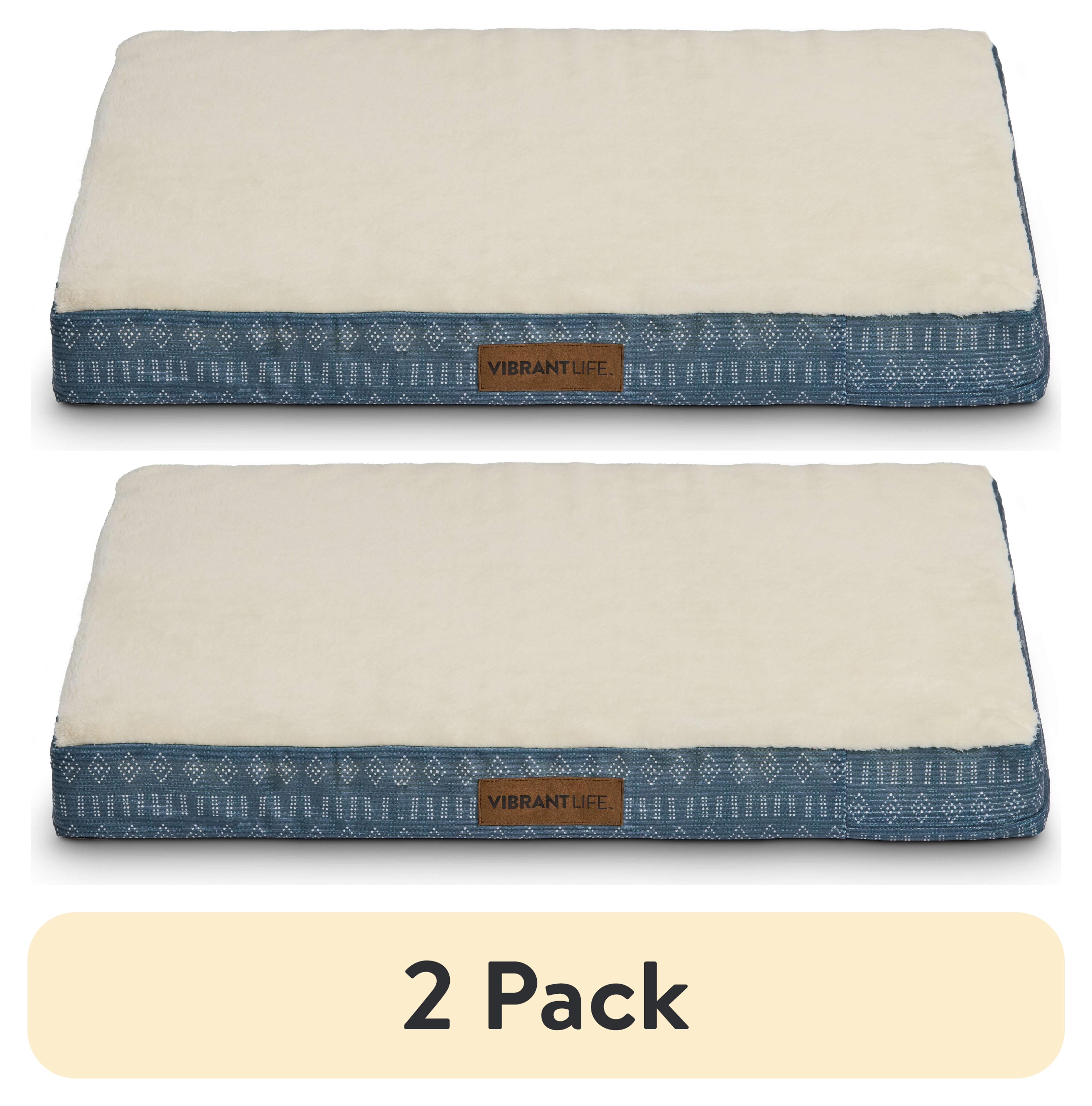 (2 pack) Vibrant Life Medium Orthopedic Foam Dog Bed for Medium Breeds, Medium, 28" x 20", Blue
