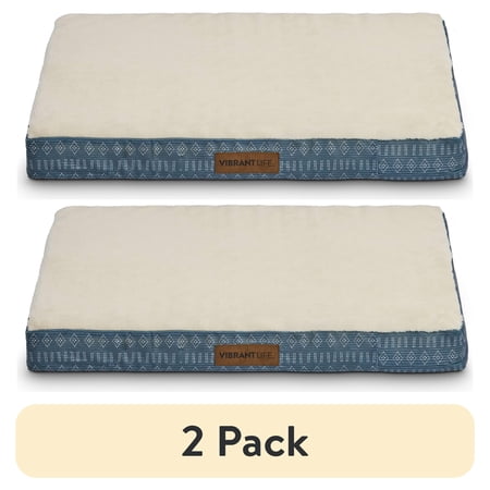 (2 pack) Vibrant Life Medium Orthopedic Foam Dog Bed for Medium Breeds, Medium, 28" x 20", Blue