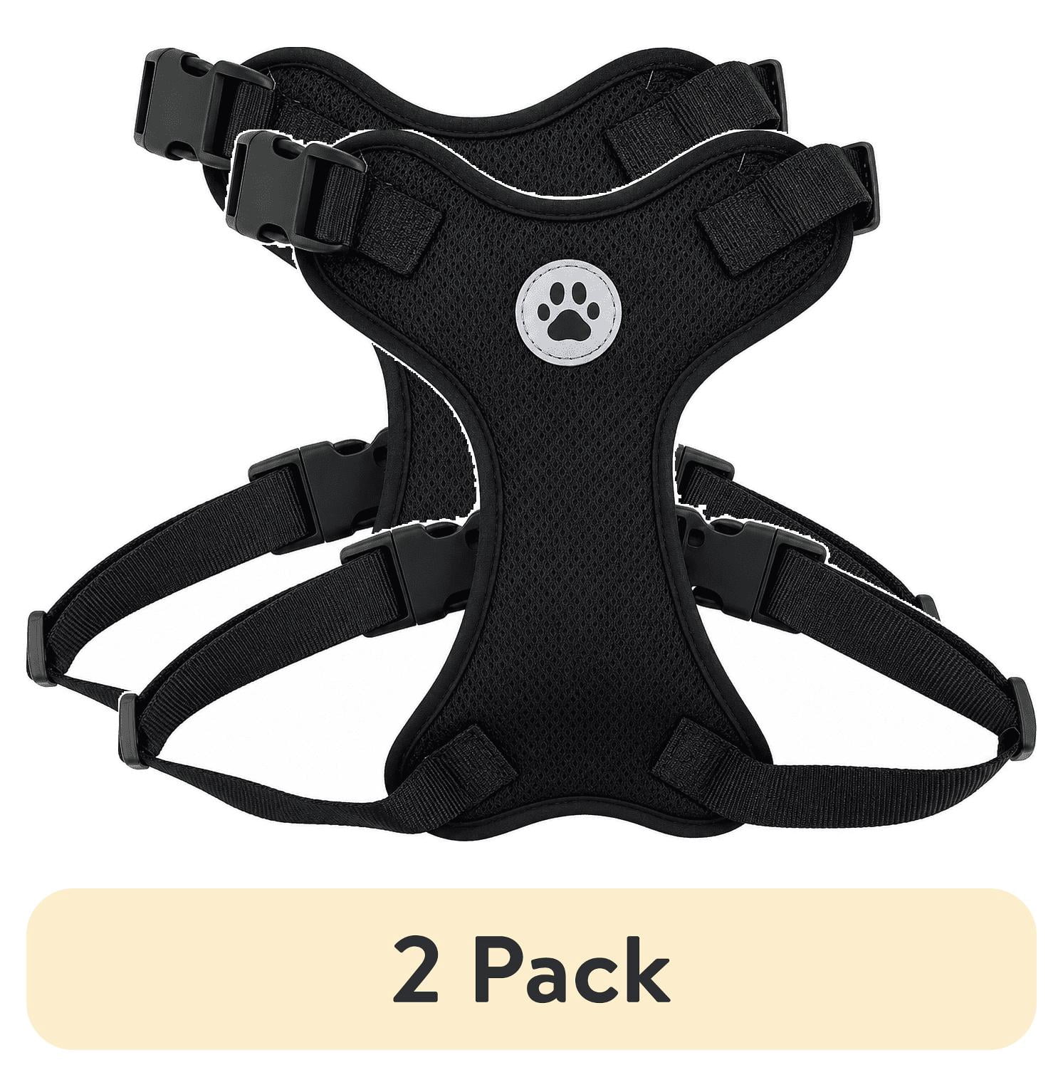 (2 pack) Vibrant Life Reflective Mesh Adjustable Dog Harness, Black, S