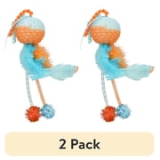 (2 pack) Vibrant Life Mesh Feather Ball Cat Toy, Orange/Blue