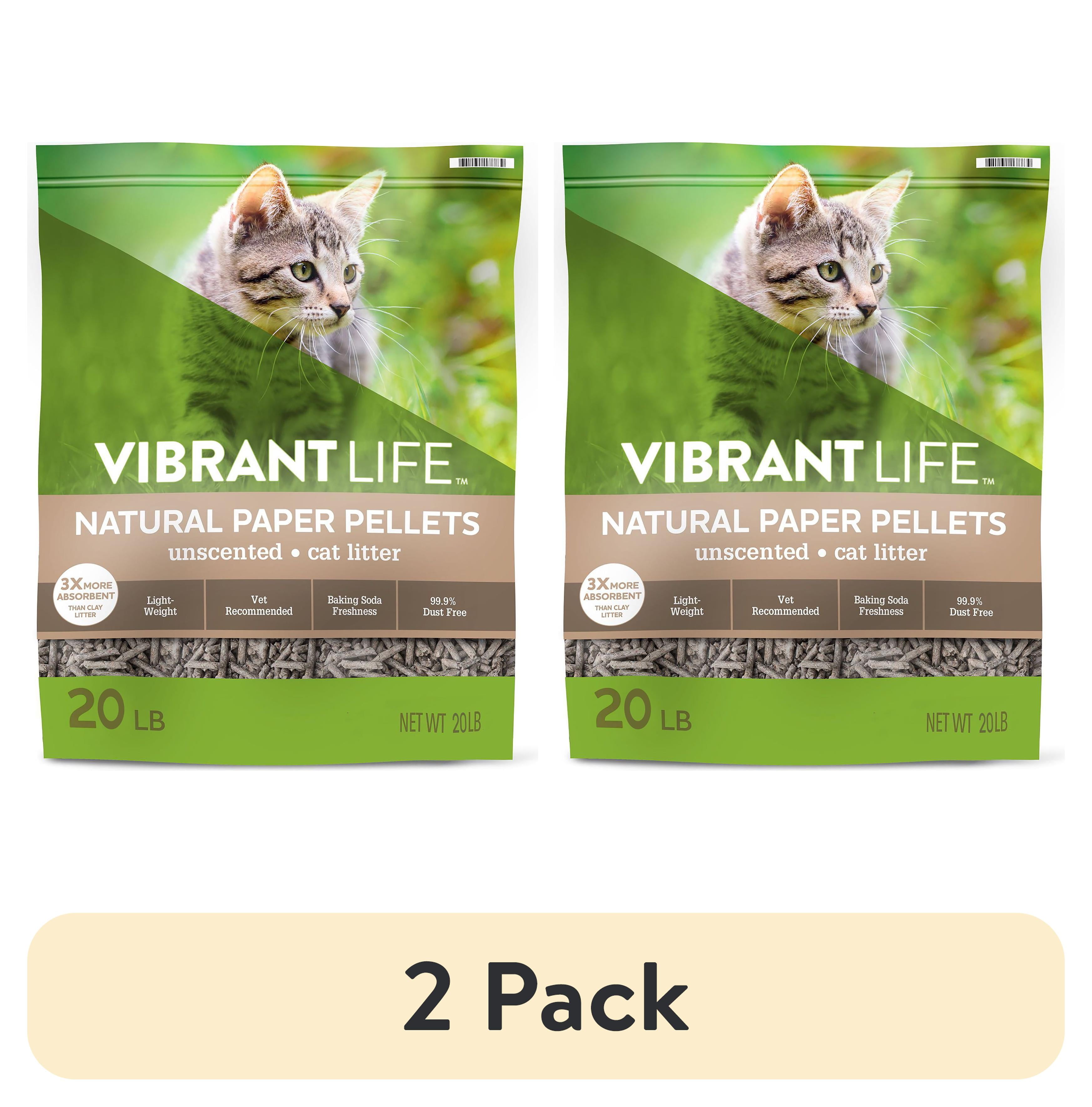 (2 pack) Vibrant Life Natural Paper Pellets Cat Litter, Unscented, 20 lb, 1 Count