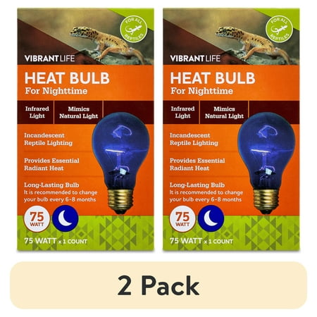 (2 pack) Vibrant Life Nighttime Heat Bulb for Reptiles, 75 Watts