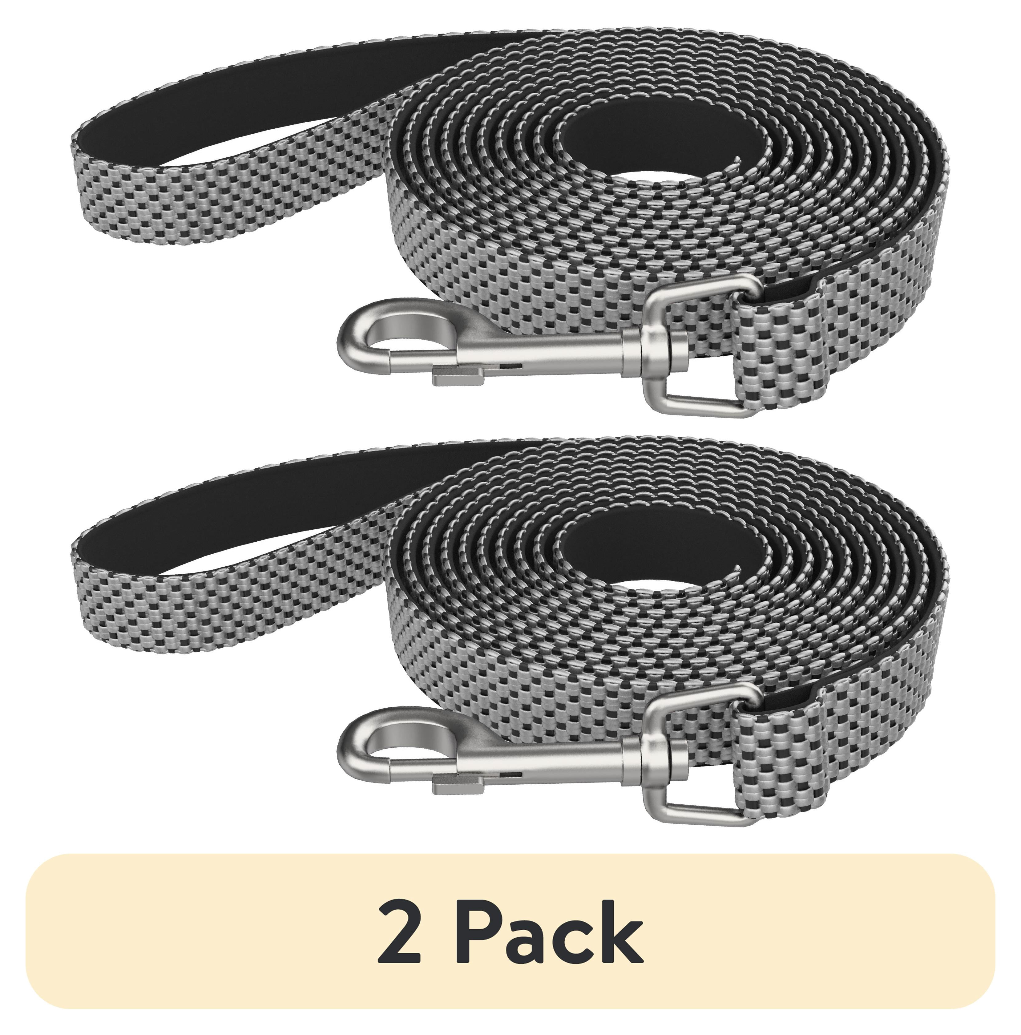 (2 pack) Vibrant Life Nylon 5 ft Anti-Shock Padded Dog Leash, Gray, For Medium and Large Dogs