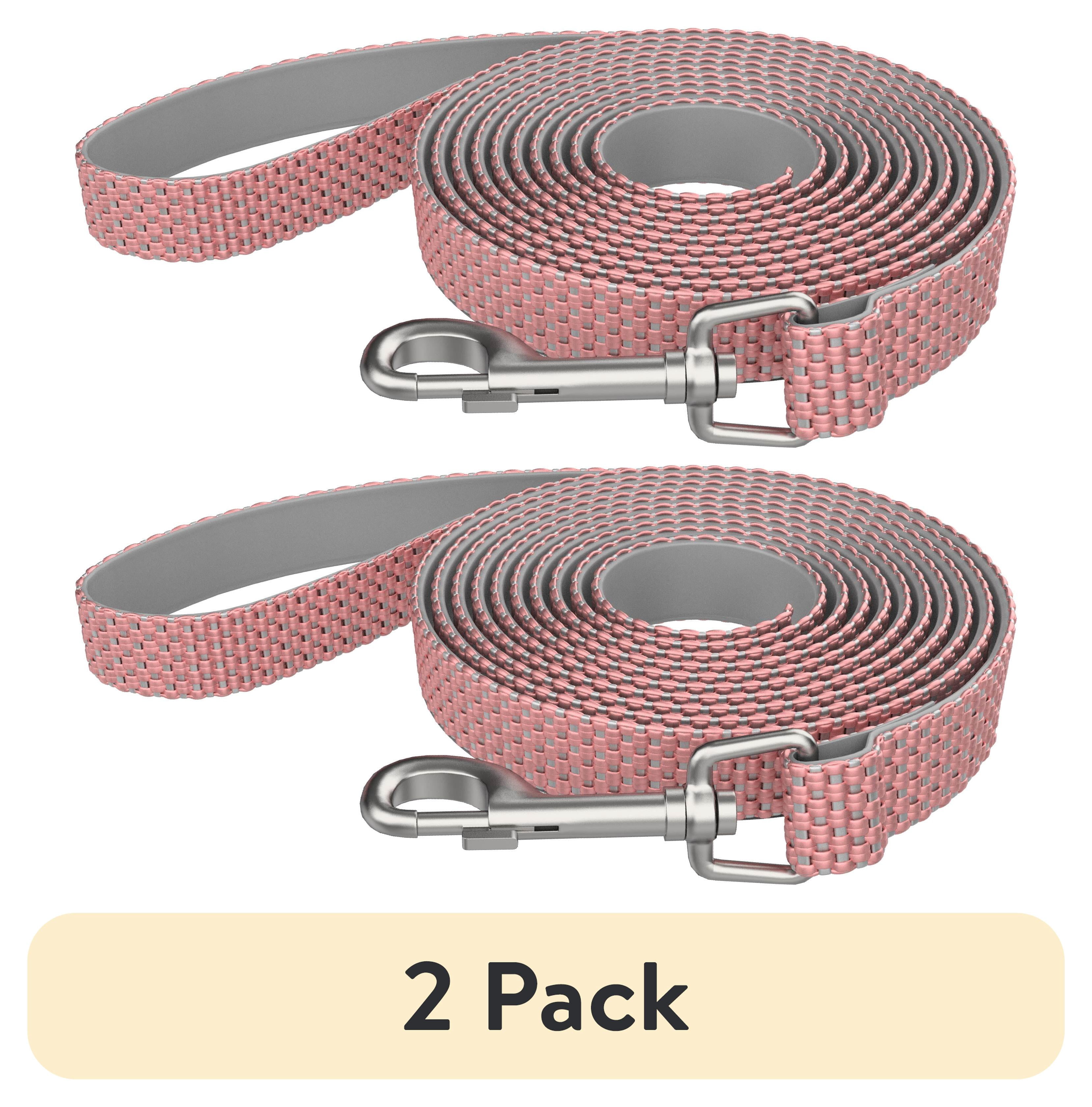 (2 pack) Vibrant Life 5 ft Nylon Anti-Shock Padded Dog Leash, Pink, Medium / Large