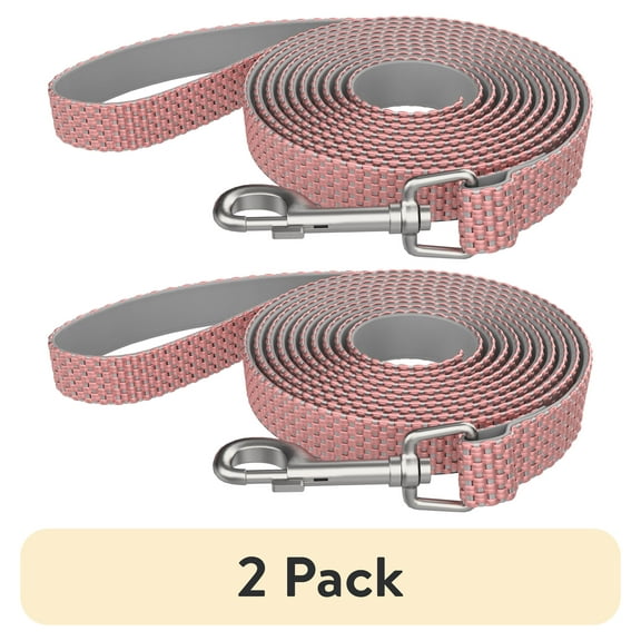 (2 pack) Vibrant Life Nylon 5ft Anti-Shock Padded Dog Leash, Pink - For Medium and Large Dogs