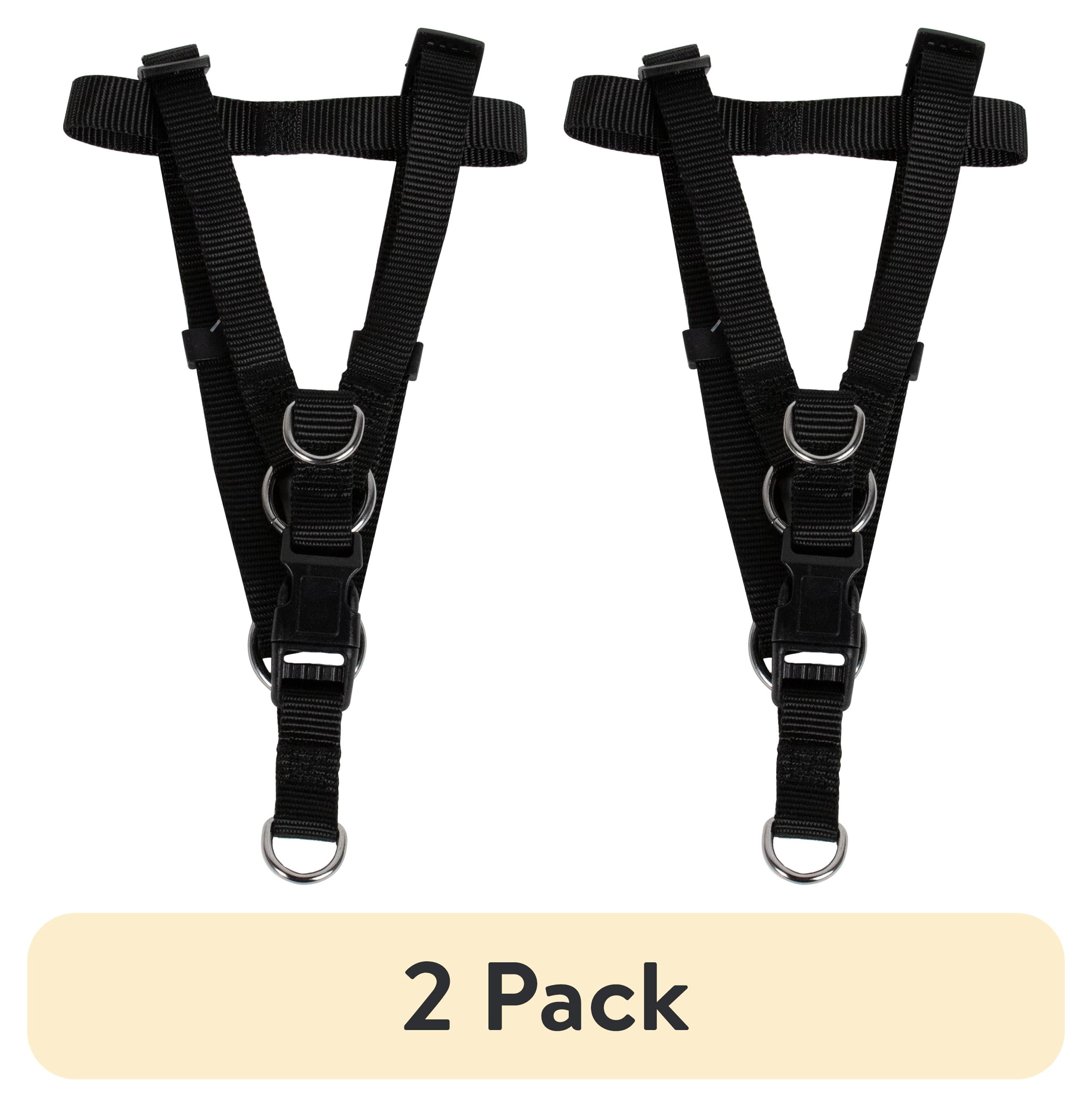 (2 pack) Vibrant Life Nylon Adjustable Step-In Dog Harness, Black, M