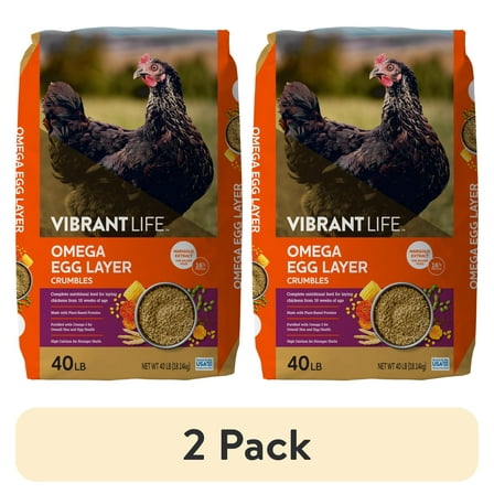 (2 pack) Vibrant Life Omega Egg Layer Crumble, 40 lb Bag