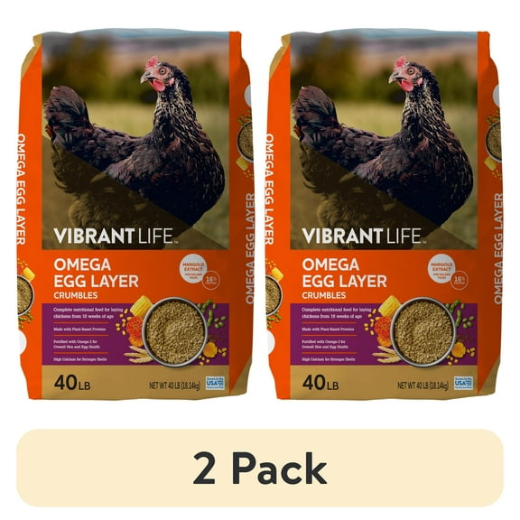 (2 pack) Vibrant Life Omega Egg Layer Crumble, 40 lb Bag