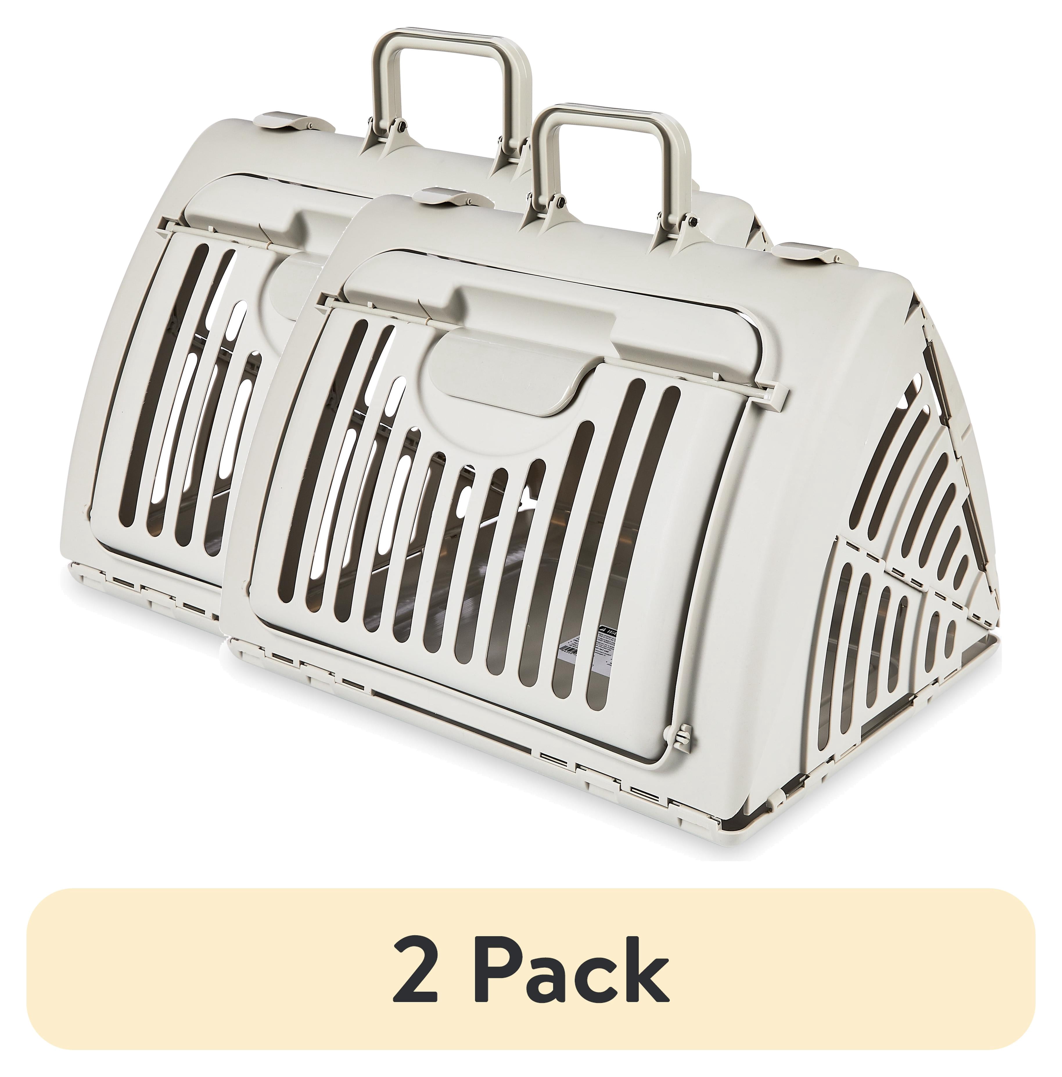(2 pack) Vibrant Life One Size Plastic Foldable Hard-Sided Cat Carrier, Gray