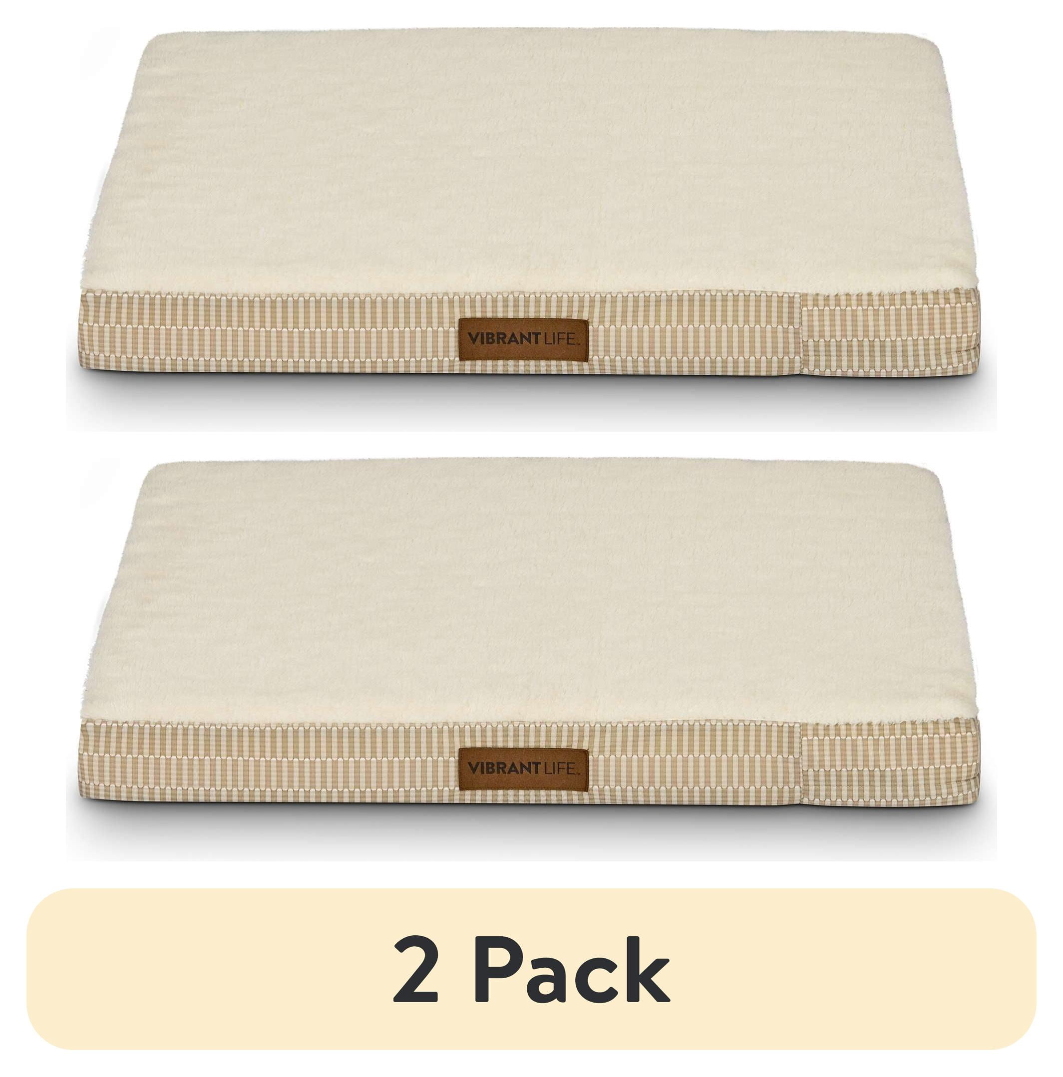 (2 pack) Vibrant Life Orthopedic Foam Dog Bed, Tan , Medium 28" x 20"