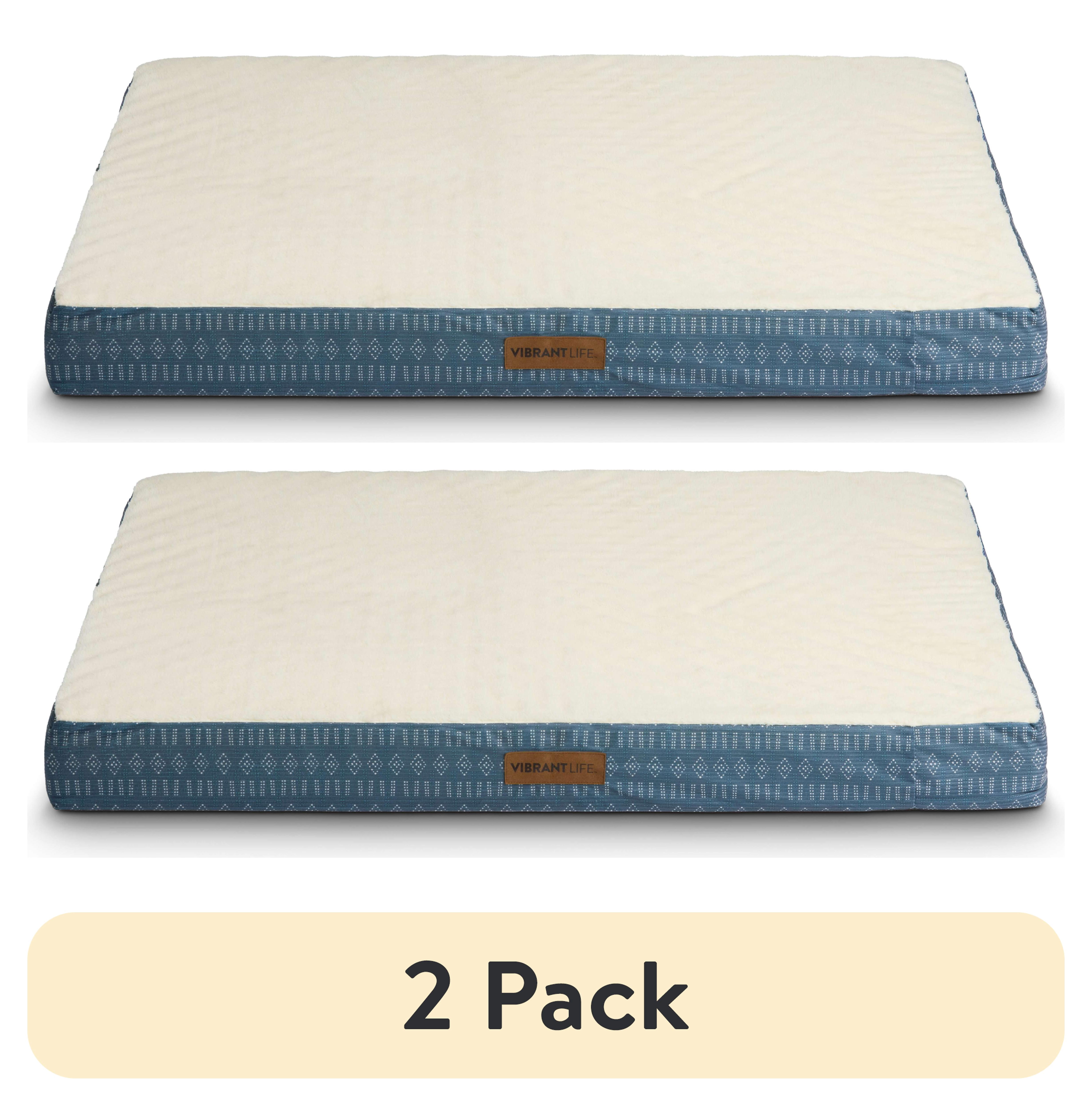 (2 pack) Vibrant Life Orthopedic Foam Dog Bed for Large Breeds, Extra Large, Blue 41" x 31"