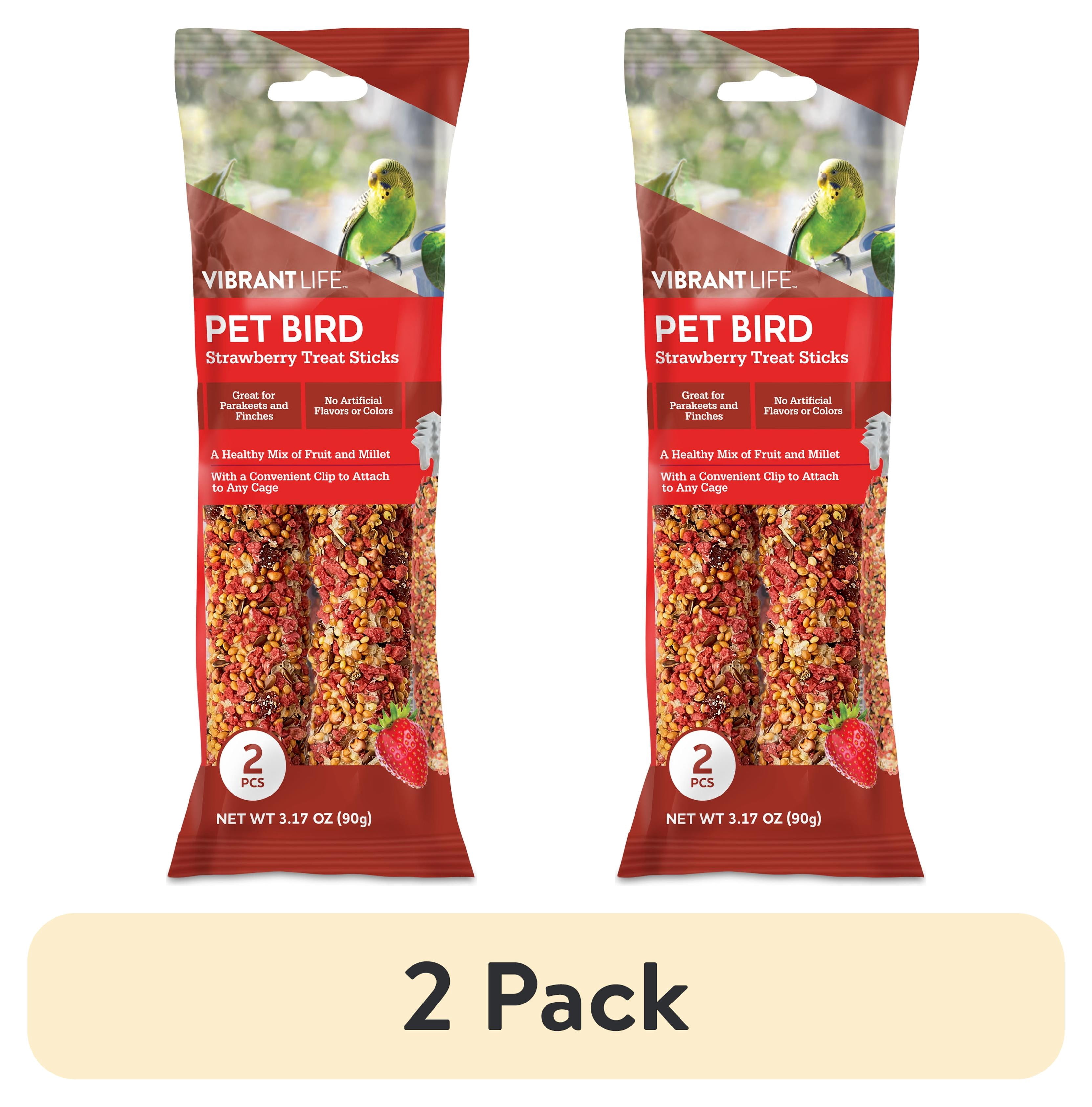 (2 pack) Vibrant Life Parakeet Treat Sticks, Strawberry, 3.17 oz. Bag, 2 Pieces