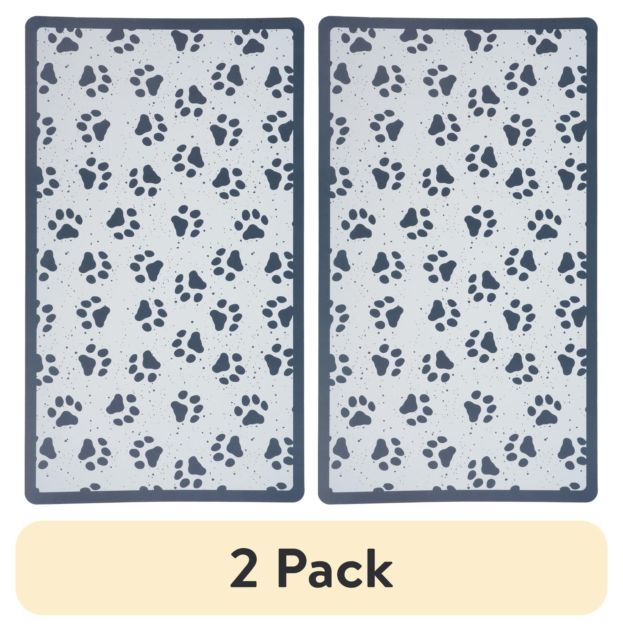 (2 pack) Vibrant Life Paw Print Vinyl Dog Food Placemat