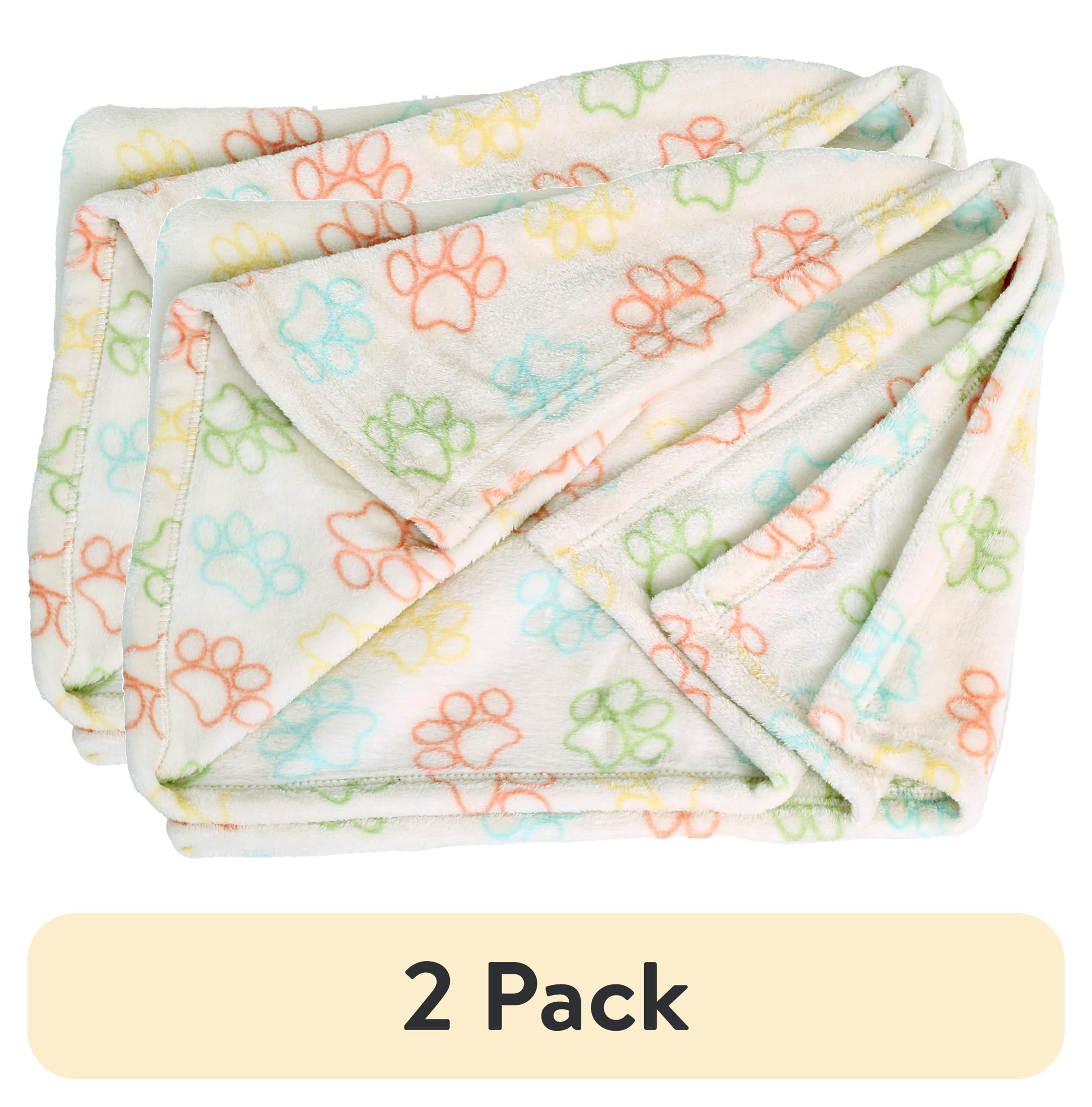 (2 pack) Vibrant Life Pet Throw, Multicolor Paws, 36" x 27"