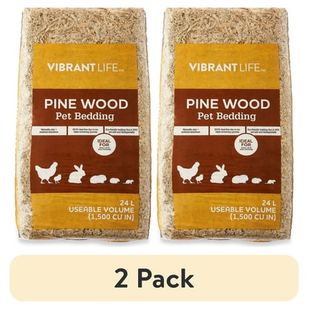 (2 pack) Vibrant Life Pine Wood Pet Bedding for Small Pets & Chickens, 24 L Bag