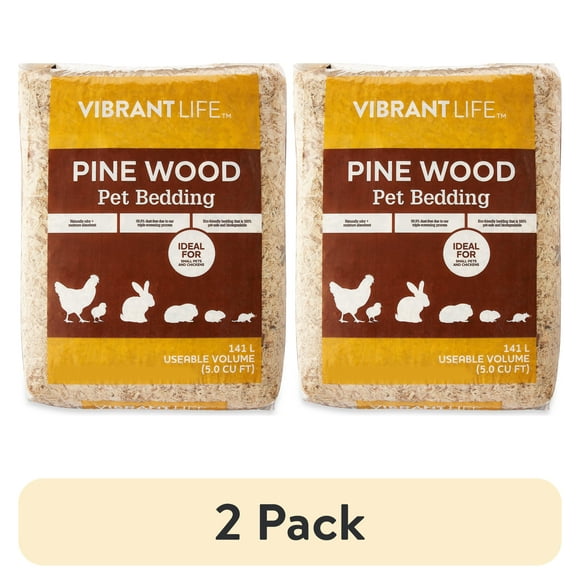 (2 pack) Vibrant Life Pine Wood Pet Bedding, 141 L Bag