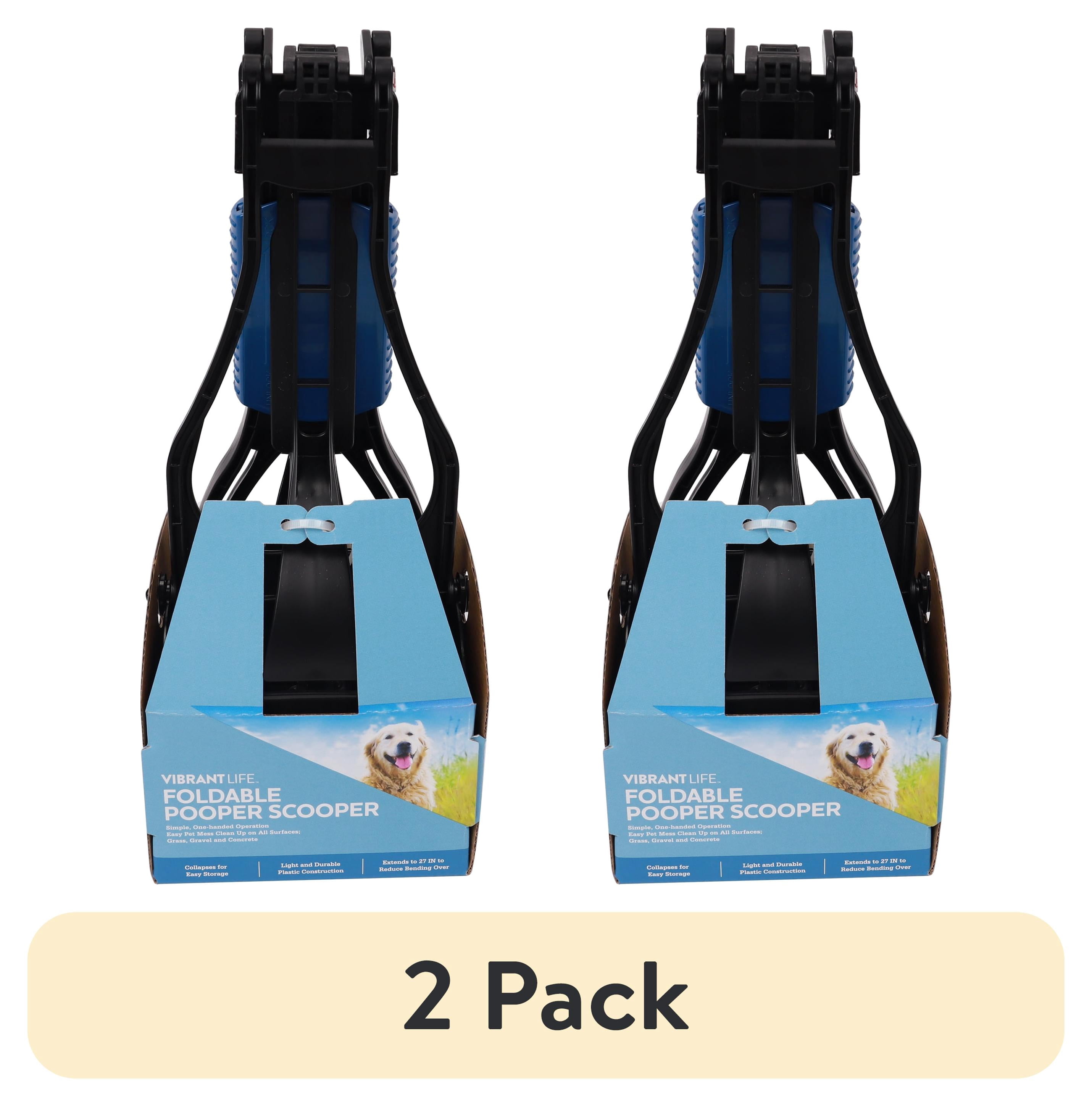 (2 pack) Vibrant Life Foldable Dog Pooper Scooper, Black