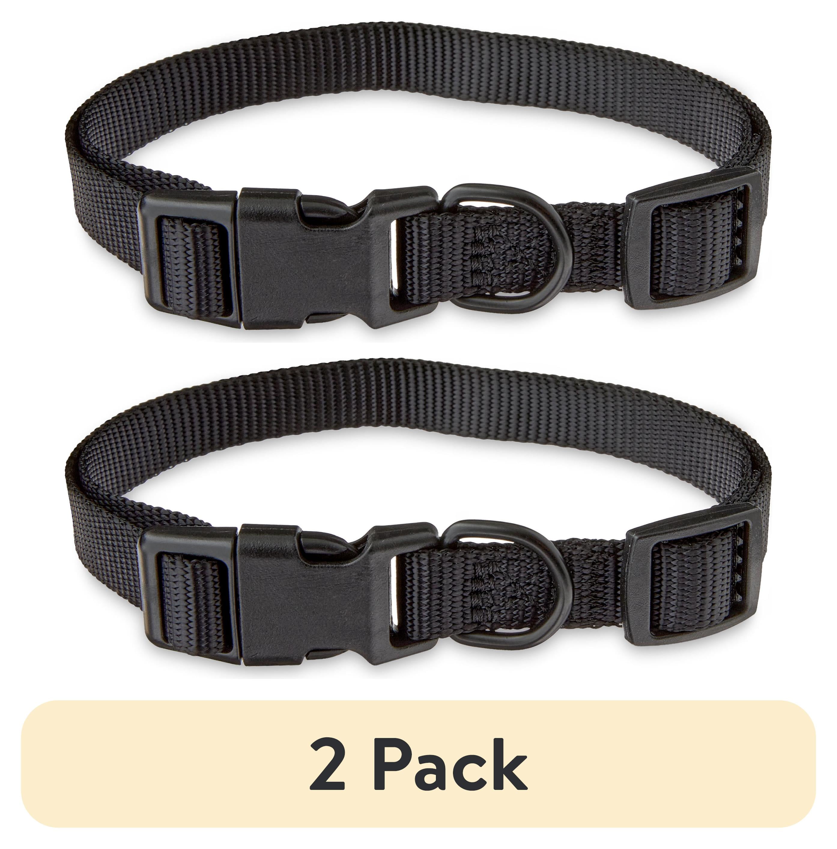 (2 pack) Vibrant Life Solid Polyester Adjustable Dog Collar, Black, Medium