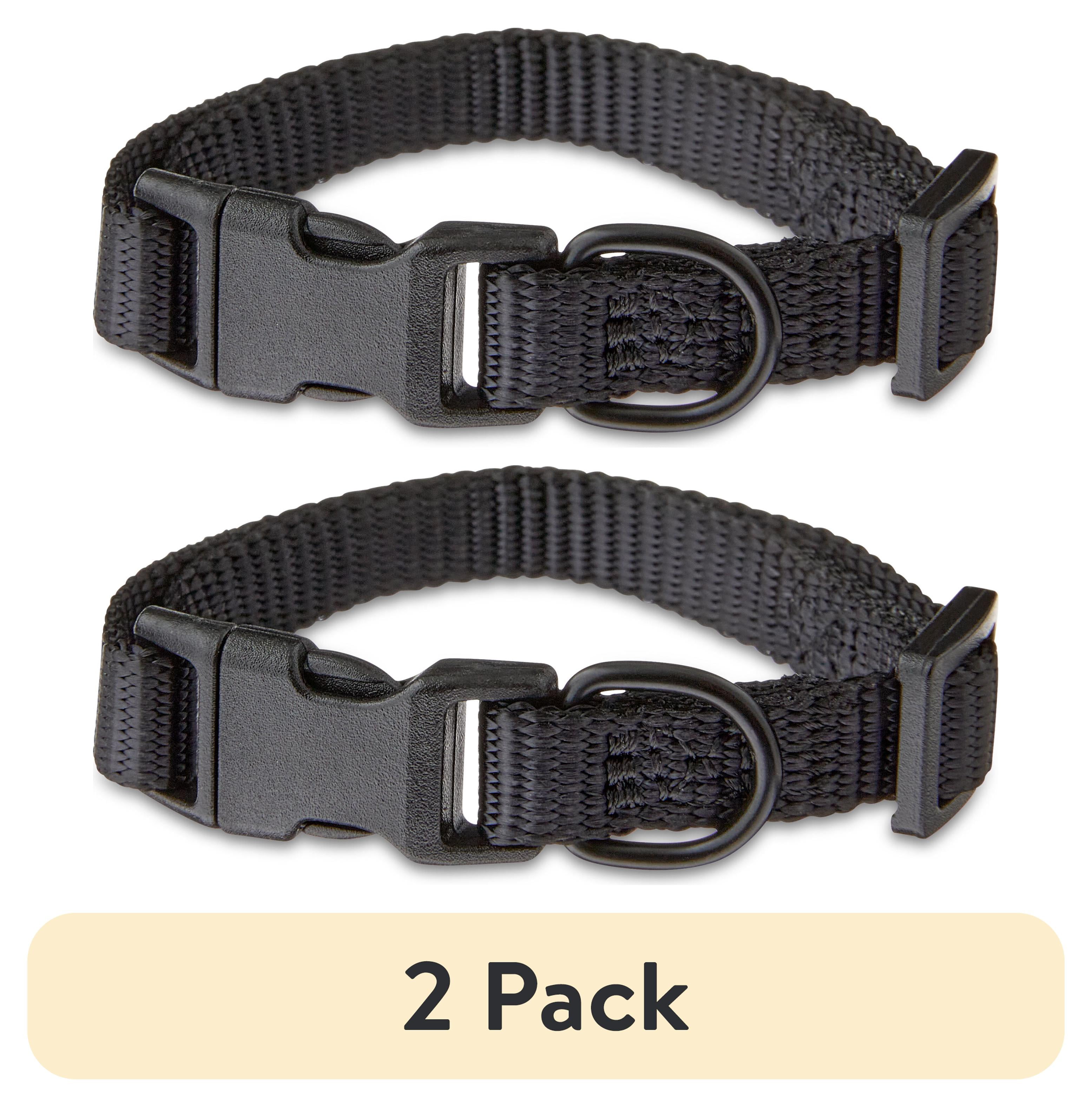 (2 pack) Vibrant Life Solid Polyester Adjustable Dog Collar, Black, XS