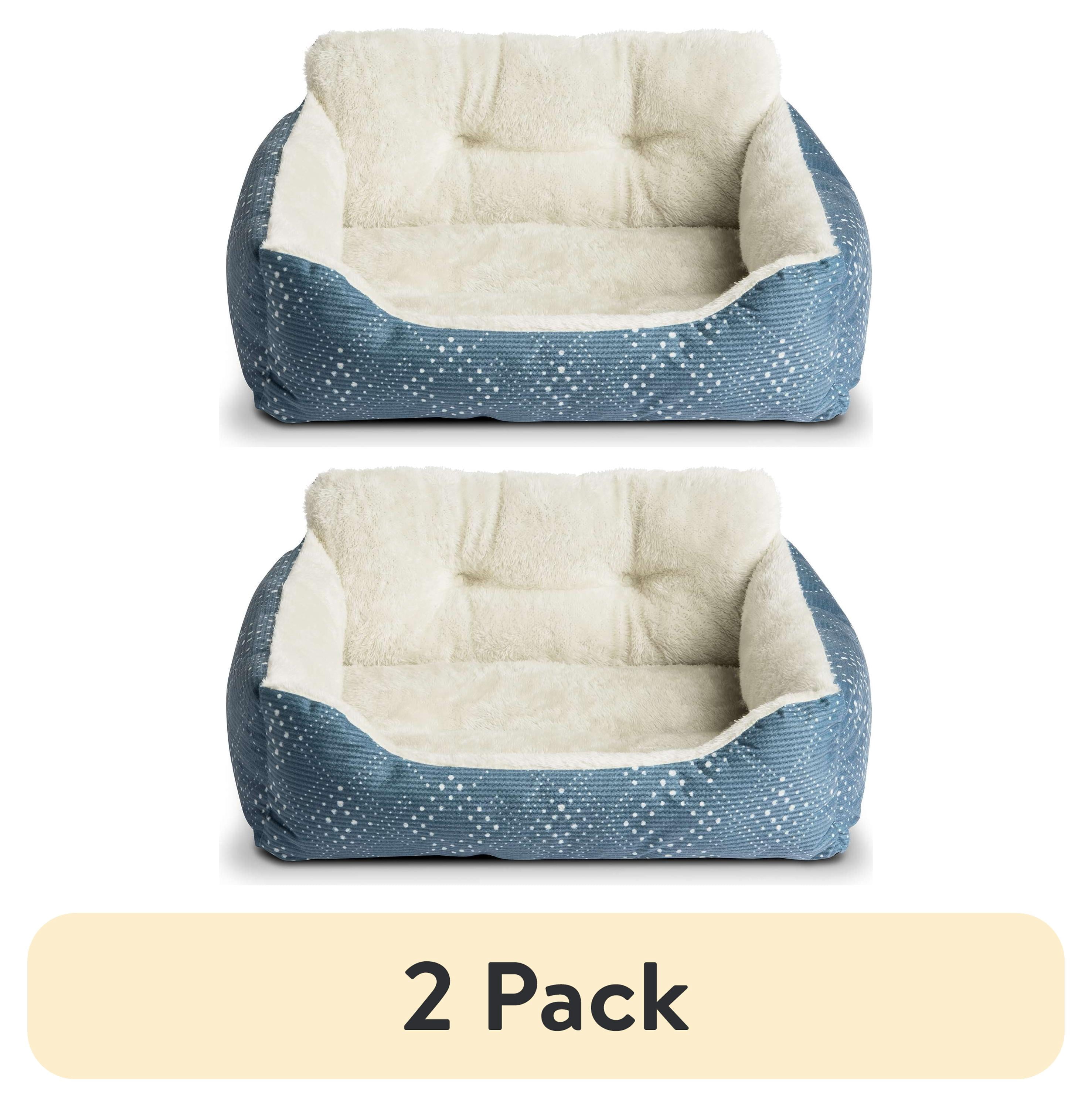 (2 pack) Vibrant Life Puppy Dog Bed, Plush Bolster Dog for Small Dogs, Small, 21" x 17", Blue